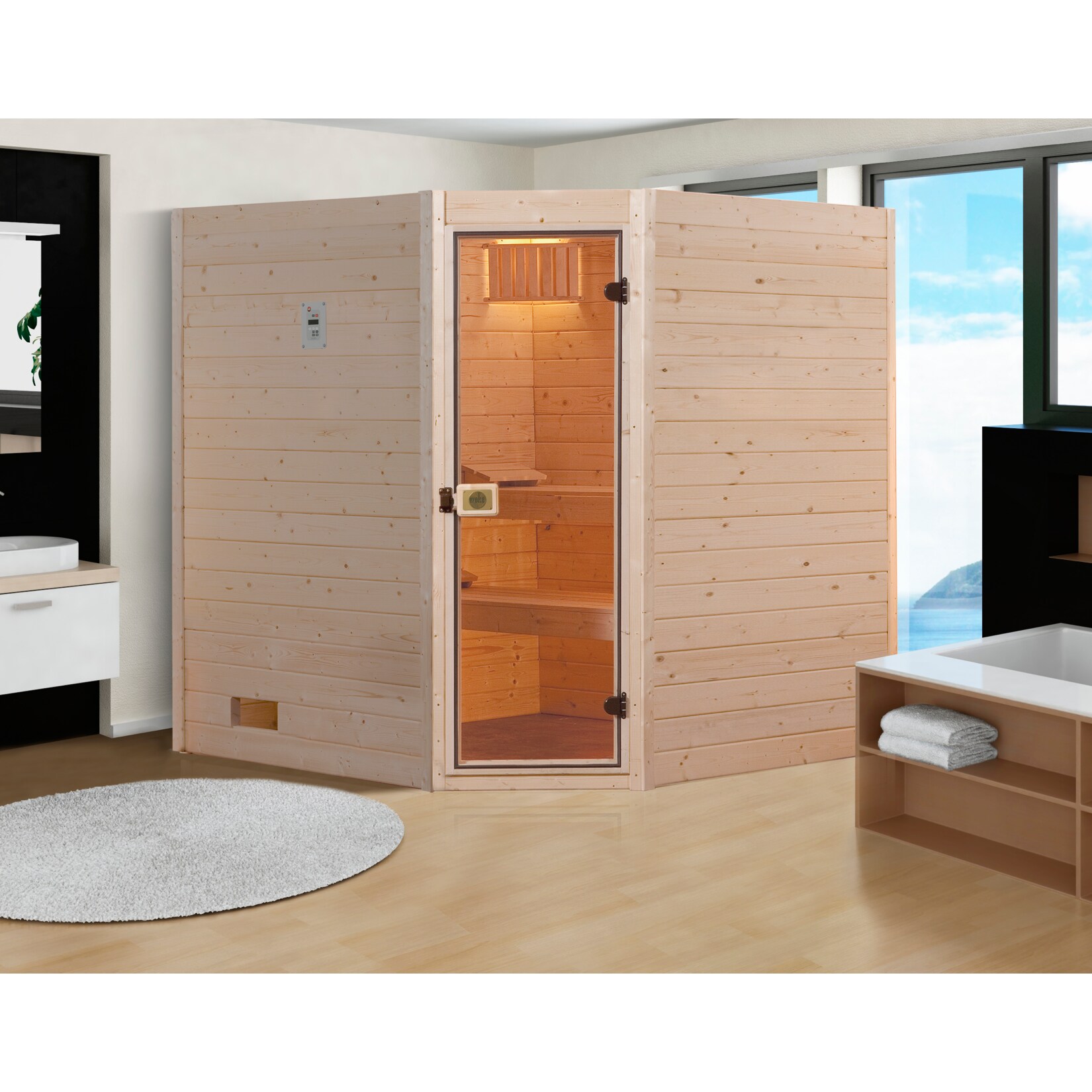 Weka Eck-Sauna Valida 2, 239 x 203,5 x 139 cm - Bild 1