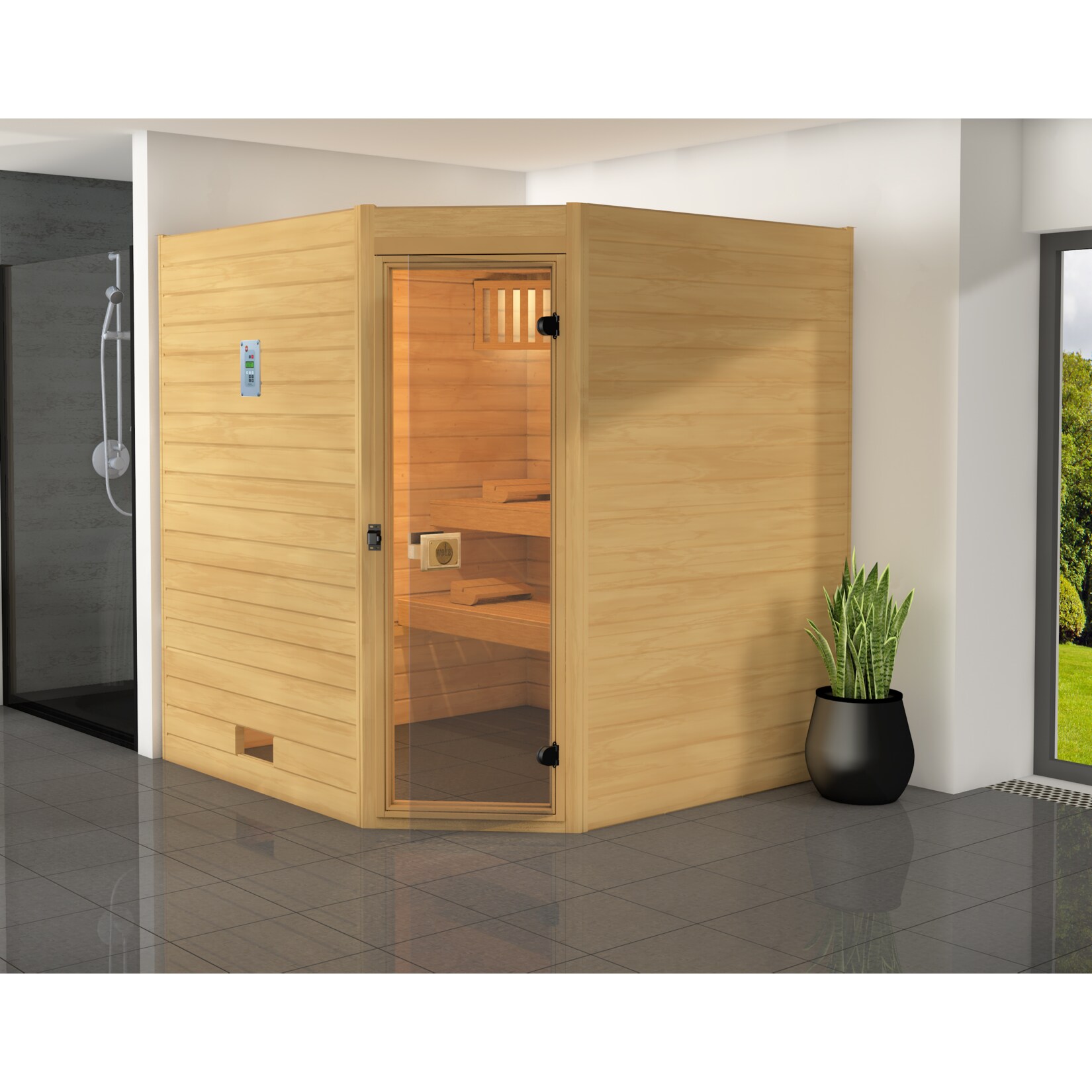 Weka Eck-Sauna Valida 3, 239 x 230,5 x 139 cm - Bild 1