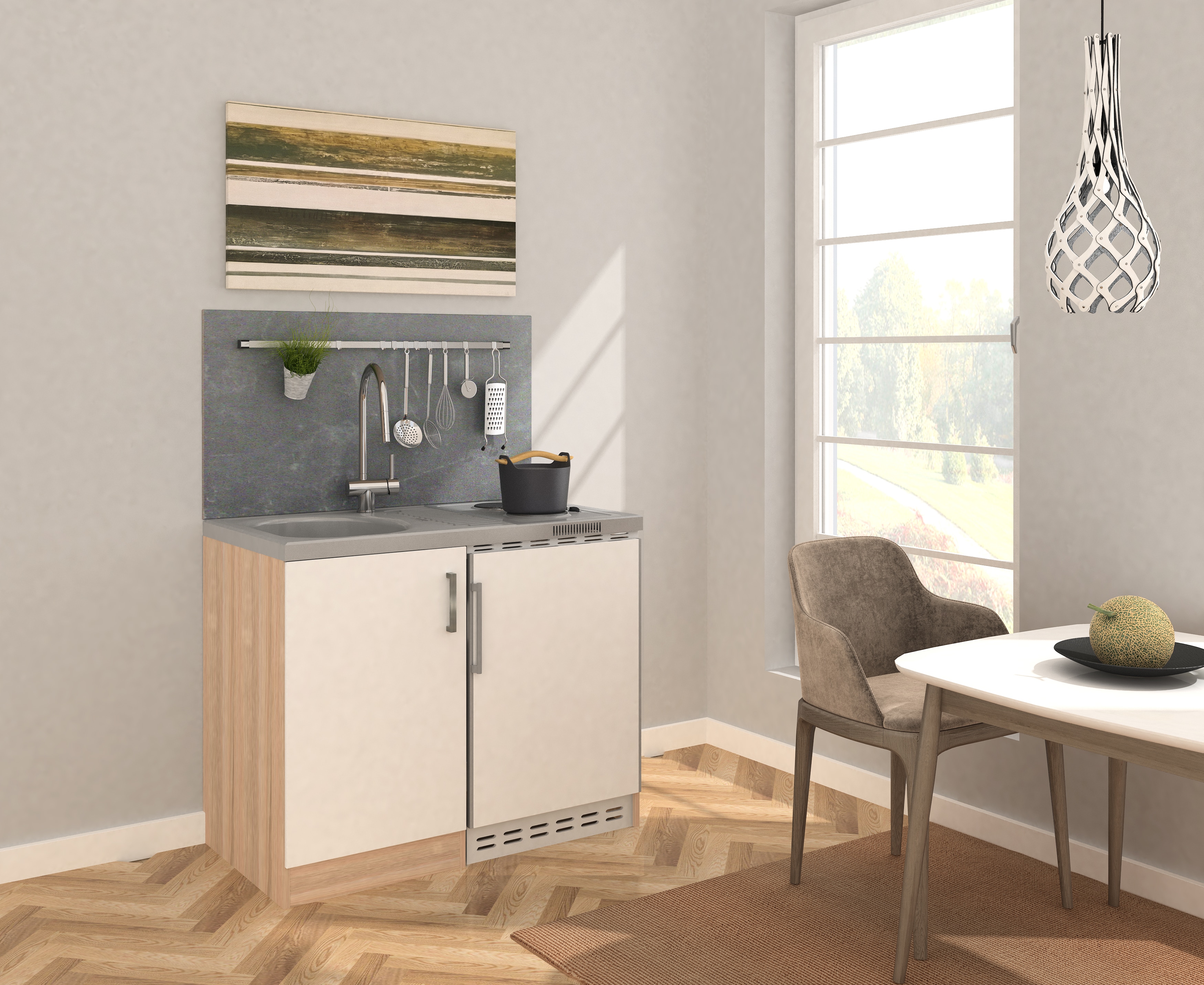 Respekta Minik&uuml;che MK100ESWS 100 cm wei&szlig; - Kochmulde - Bild 1