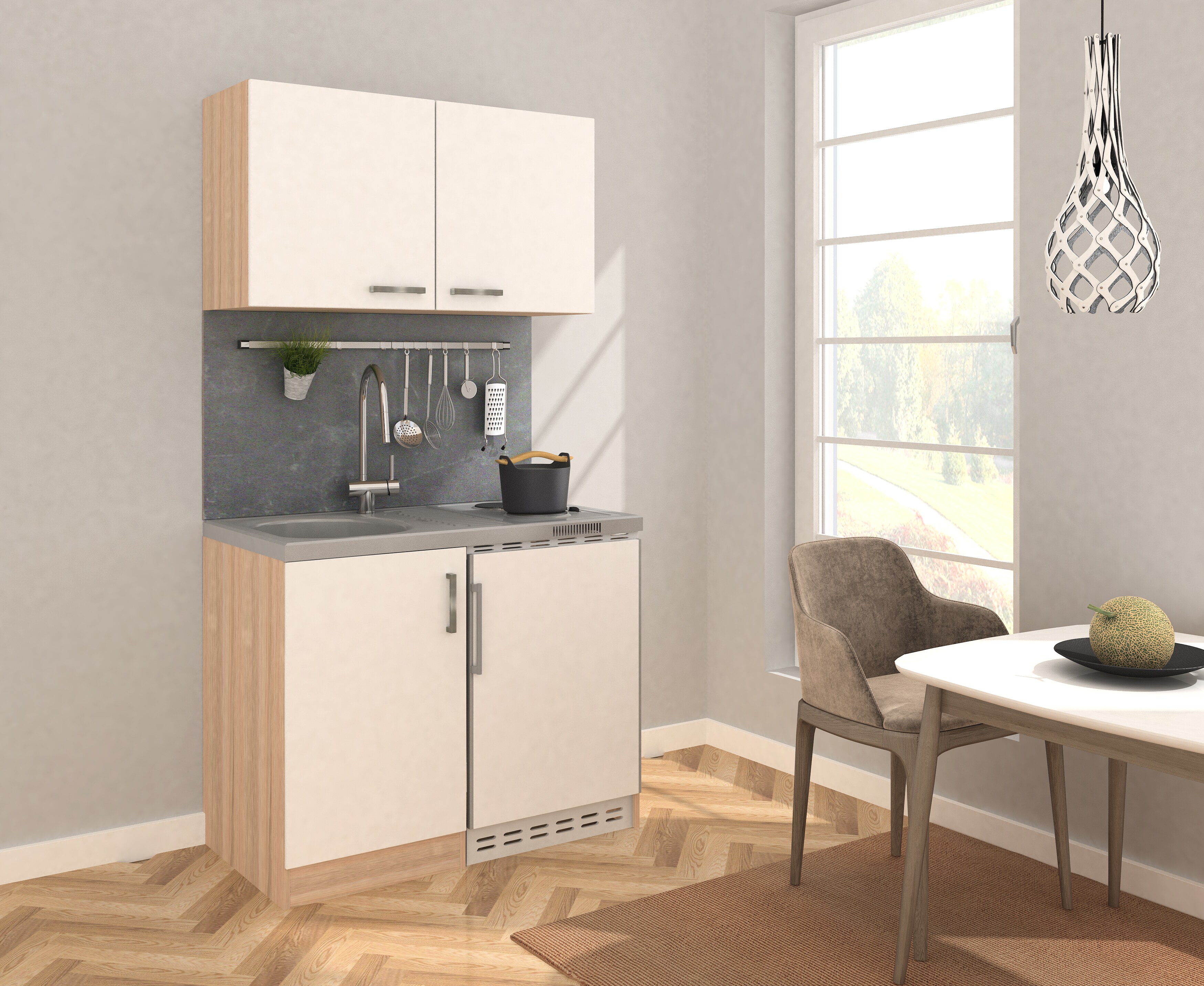 Respekta Minik&uuml;che MK100ESWOSS 100 cm wei&szlig; - Kochmulde - Bild 1