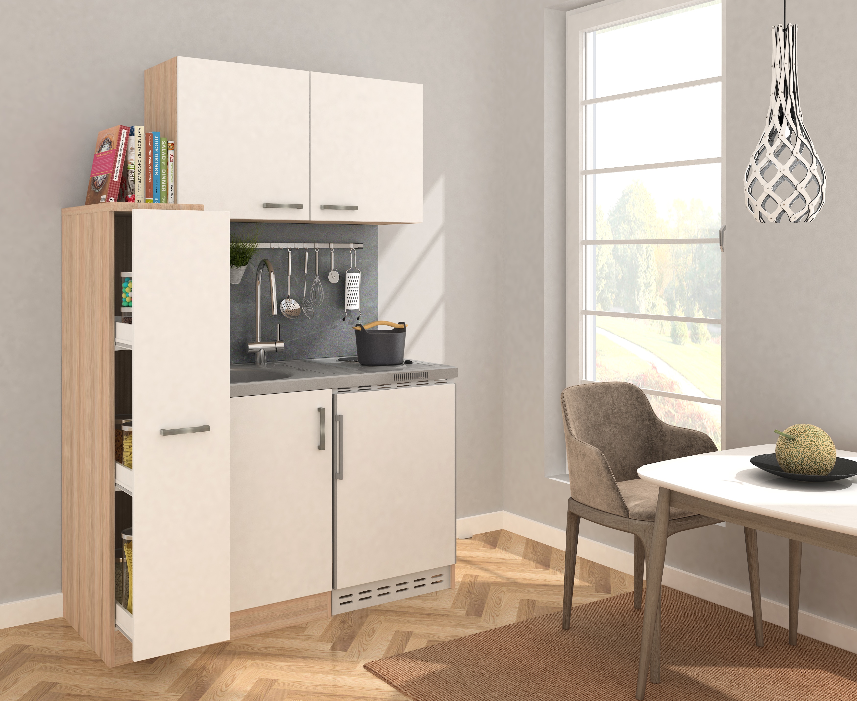 Respekta Miniküche MK130ESWOSS 130 cm weiß – Kochmulde | 04260515333116