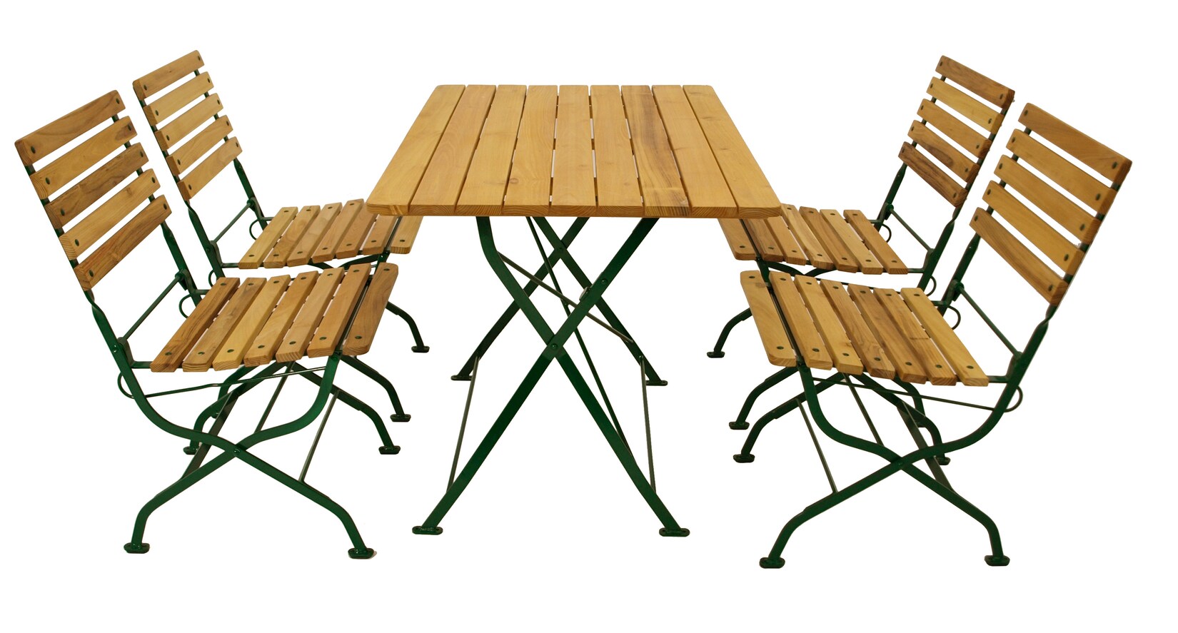 Klappgarnitur PASSAU 5-teilig, Flachstahl grün + Robinie, klappbar