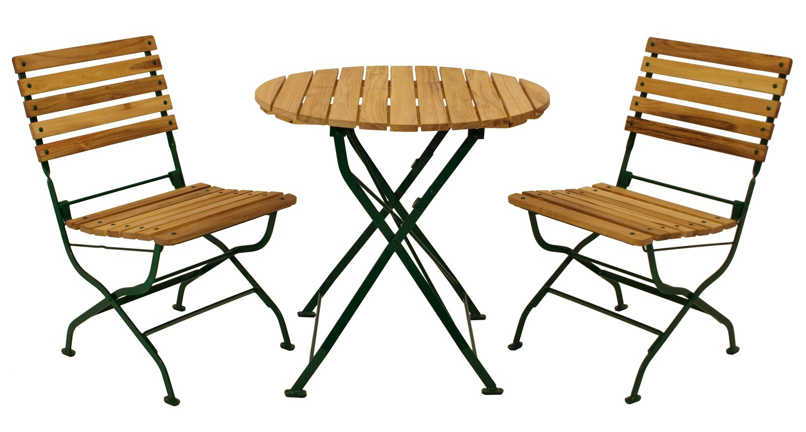 Klappgarnitur PASSAU 3-teilig, Flachstahl grün + Robinie, klappbar