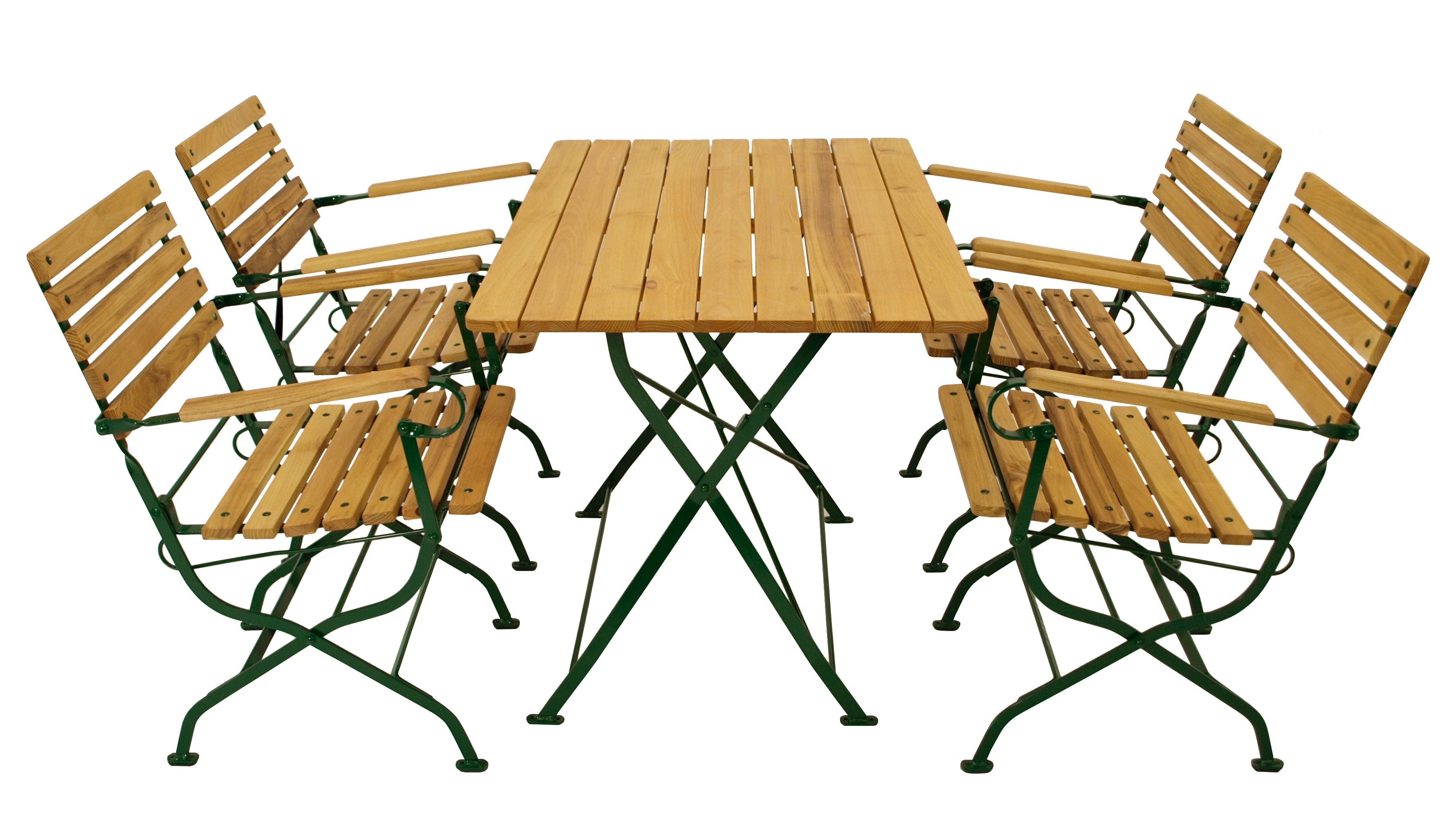 Klappgarnitur PASSAU 5-teilig, Flachstahl gr&uuml;n + Robinie, klappbar - Bild 1