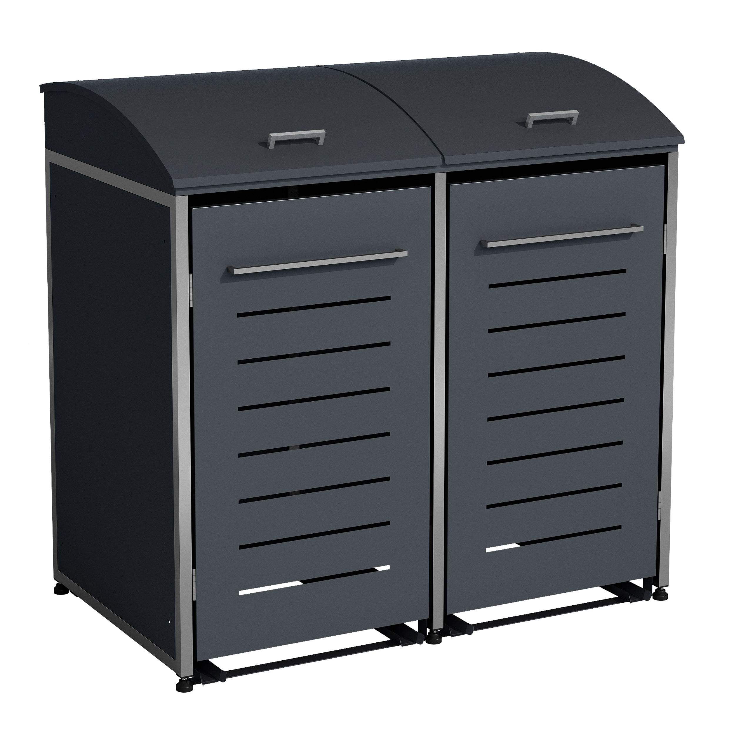 M&uuml;lltonnenbox KIEL 139x83x136cm f&uuml;r 2x Tonne 120 und 240 Liter, Stahl anthrazit + Edelstahl - Bild 1