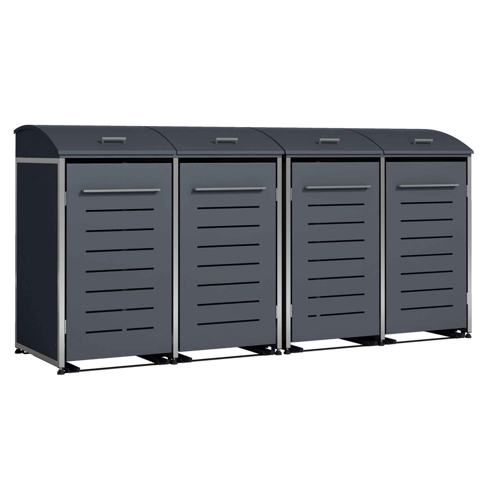 Mülltonnenbox KIEL 278x83x136cm für 4x Tonne 120 und 240 Liter, Stahl anthrazit + Edelstahl