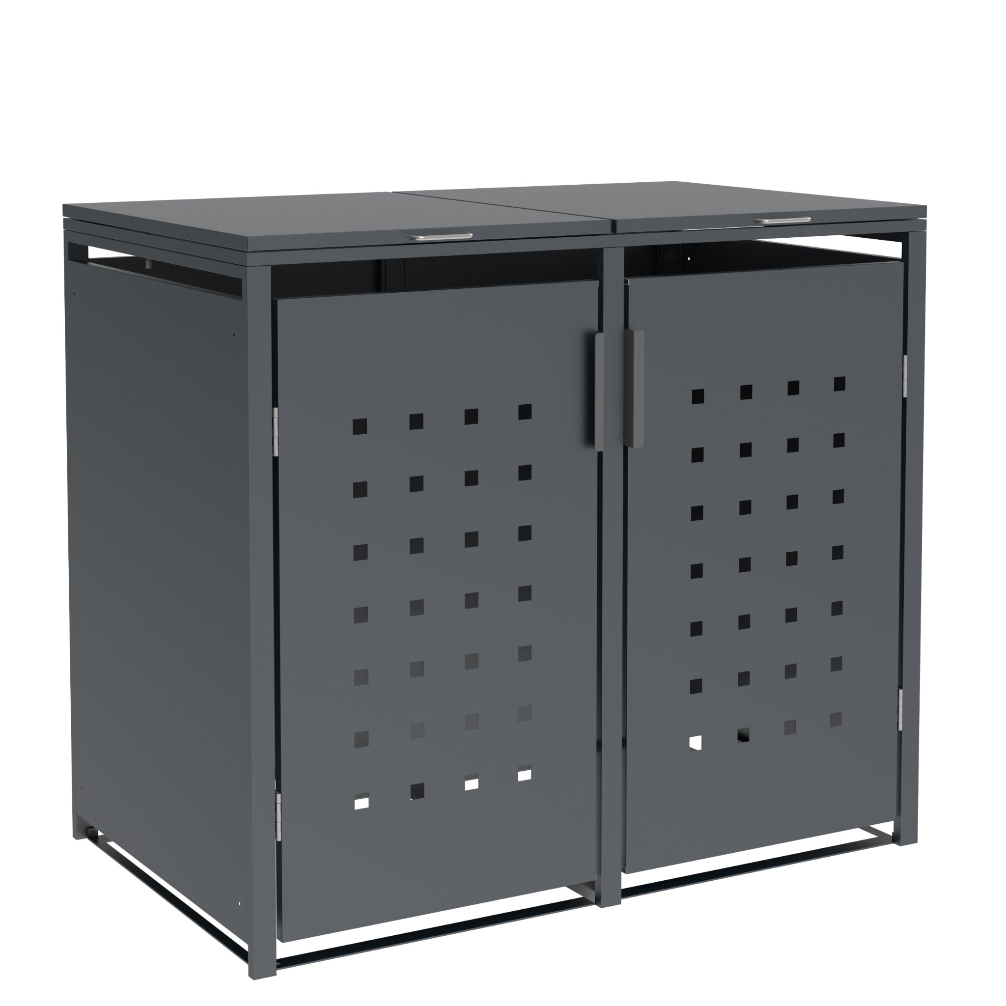 M&uuml;lltonnenbox TRIER 132x80x116cm f&uuml;r 2x Tonnen 120 und 240 Liter, Stahl anthrazit - Bild 1