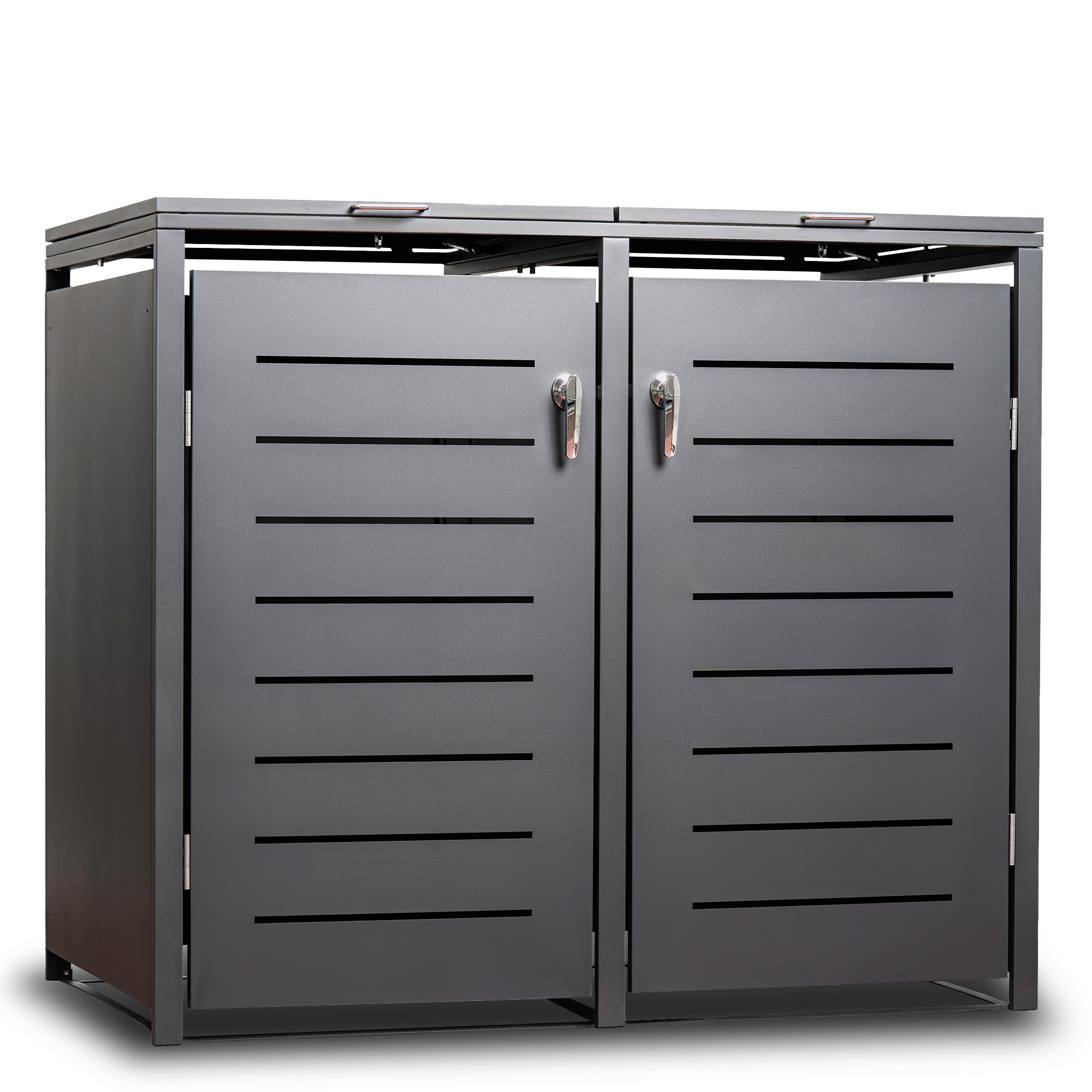 M&uuml;lltonnenbox K&Ouml;LN 115x62x102cm f&uuml;r 2x Tonnen 120 Liter, Stahl anthrazit - Bild 1