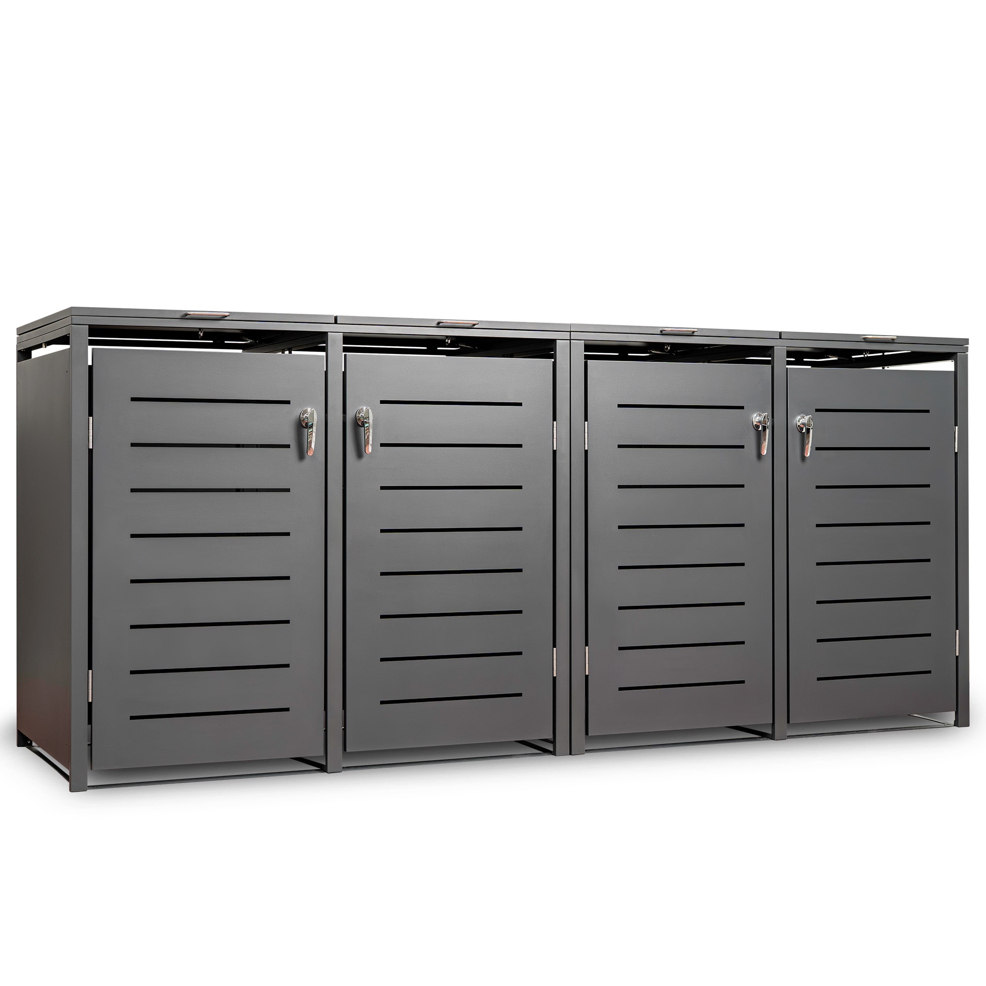 M&uuml;lltonnenbox K&Ouml;LN 230x62x102cm f&uuml;r 4x Tonnen 120 Liter, Stahl anthrazit - Bild 1
