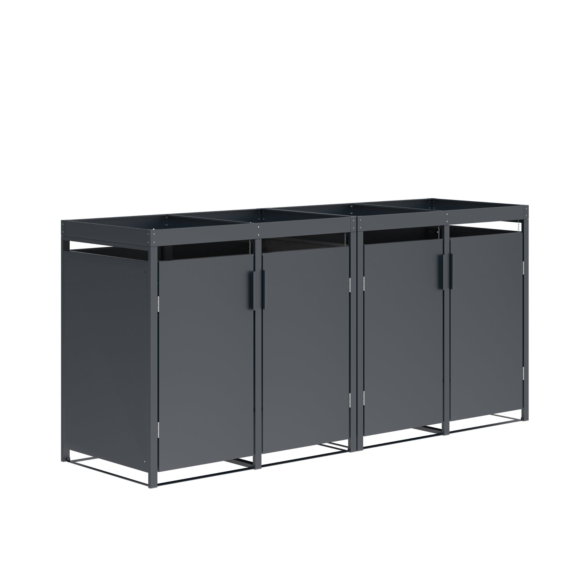 M&uuml;lltonnenbox ULM 264x80x124cm mit Pfanzkasten, f&uuml;r 4x Tonnen 120 und 240 Liter, Stahl anthrazit - Bild 1