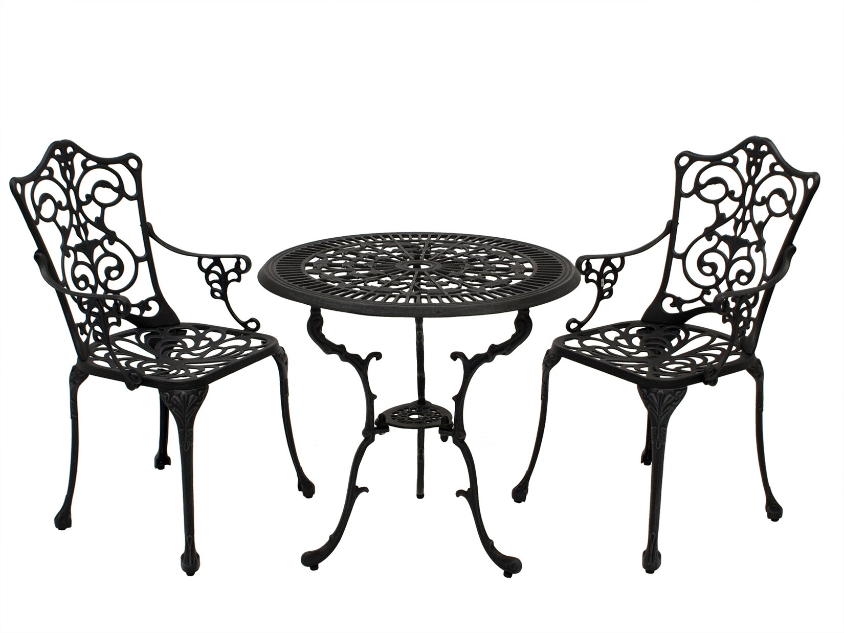 Bistroset Jugendstil 3-teilig, Aluguss grau antik