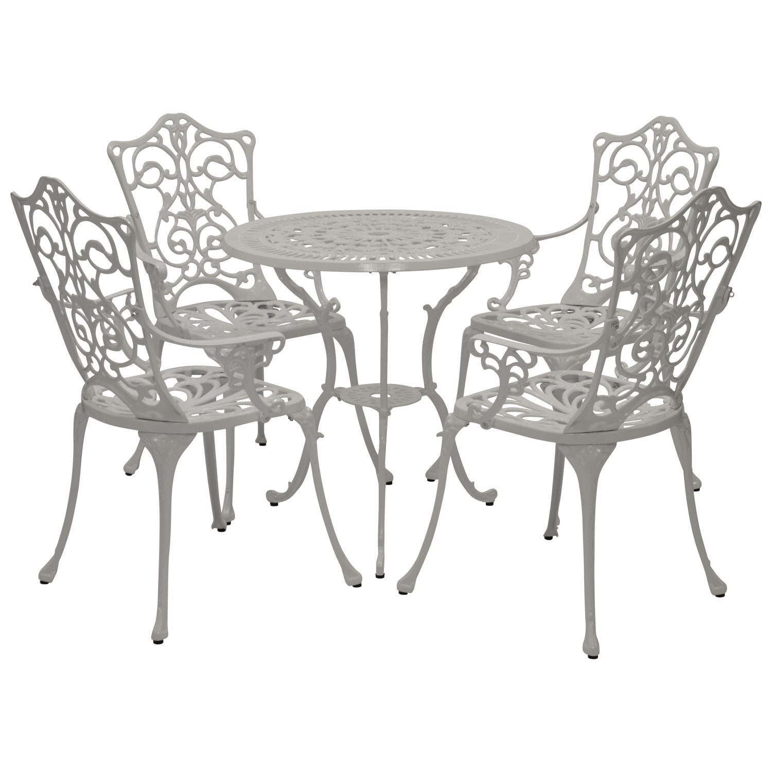 Bistroset Jugendstil 5-teilig, Aluguss weiss - Bild 1