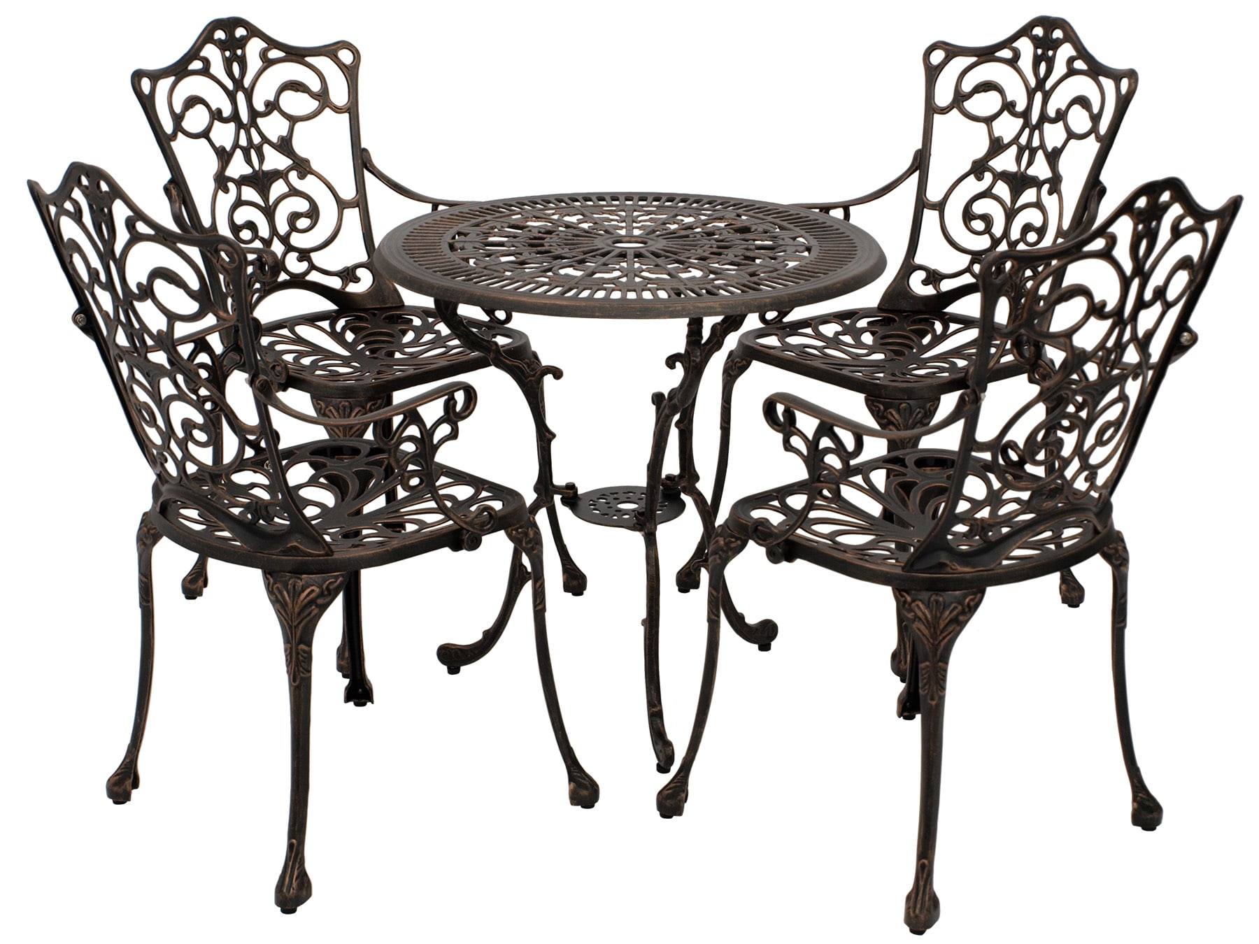 Bistroset Jugendstil 5-teilig, Aluguss bronze antik - Bild 1