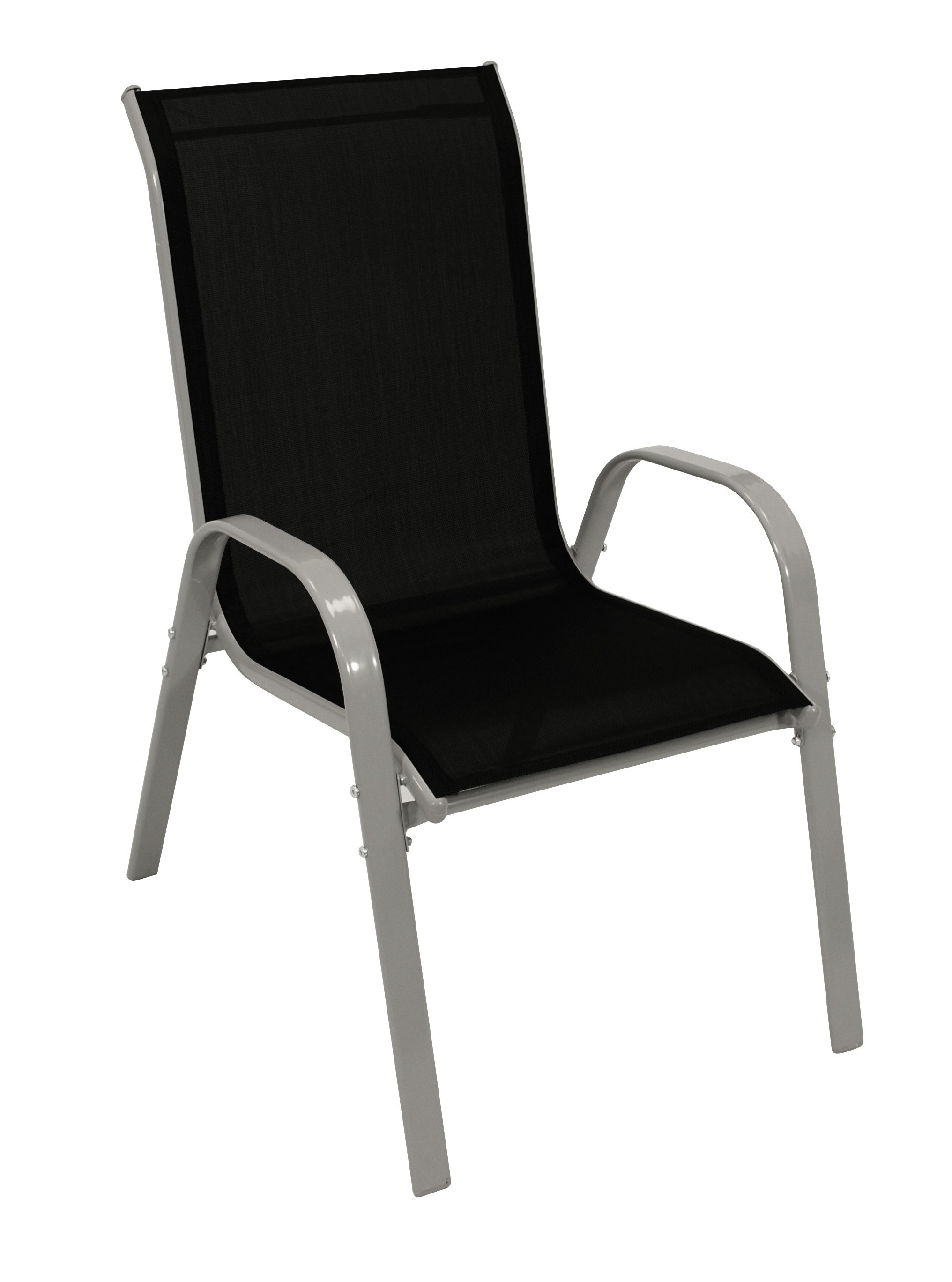 Stapelsessel PALAMOS, Metall + Textilgewebe schwarz, 4 St&uuml;ck - Bild 1