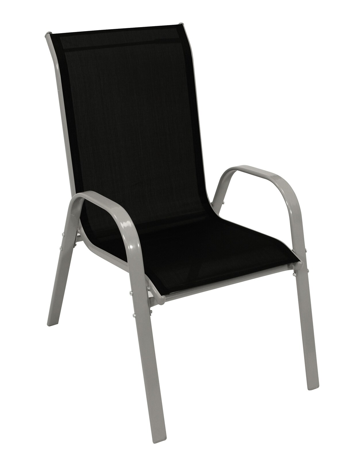 Stapelsessel PALAMOS, Metall + Textilgewebe schwarz, 4 Stück