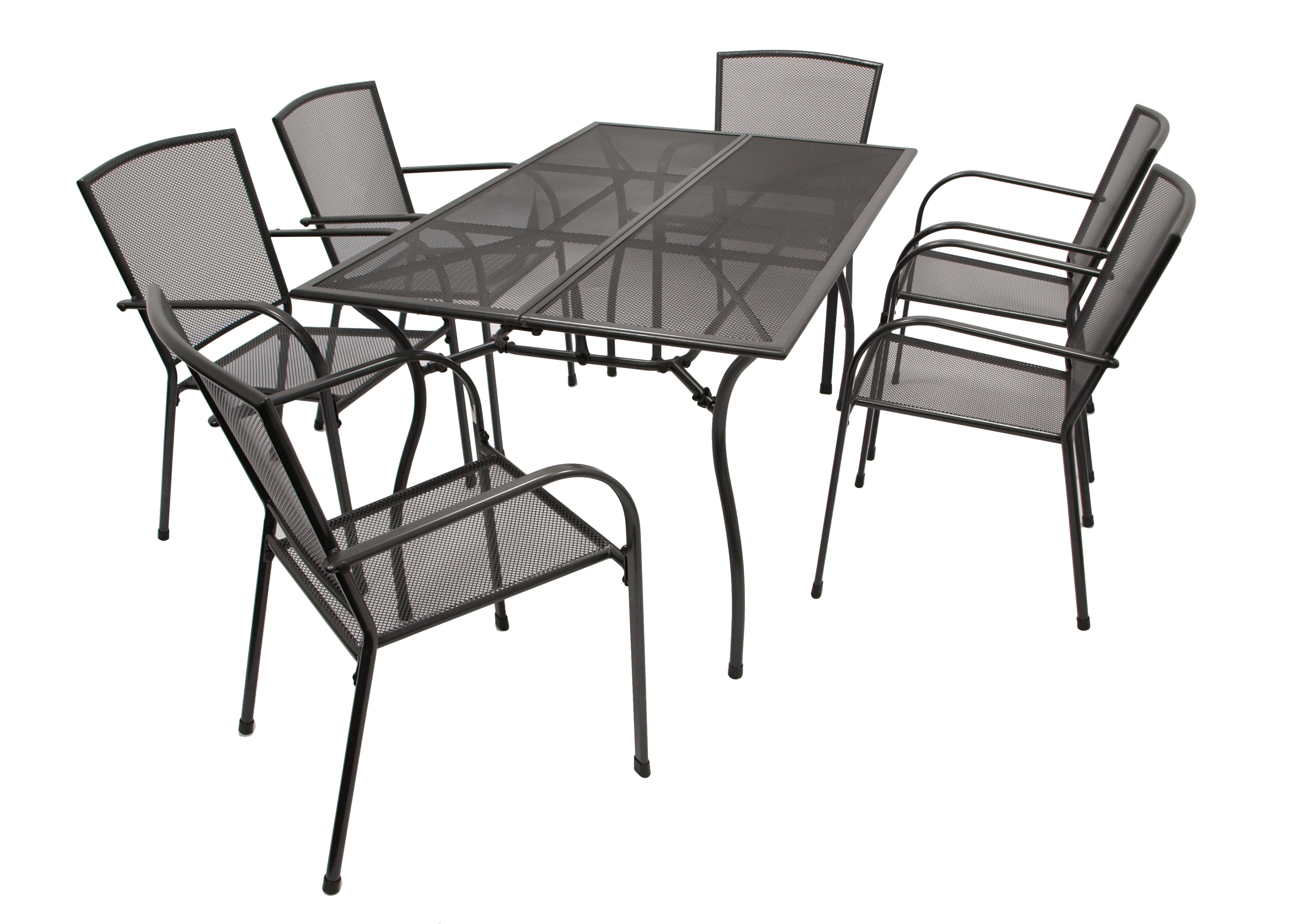 Garnitur CLASSIC 7-teilig, Streckmetall anthrazit (Tisch 90x150cm) - Bild 1
