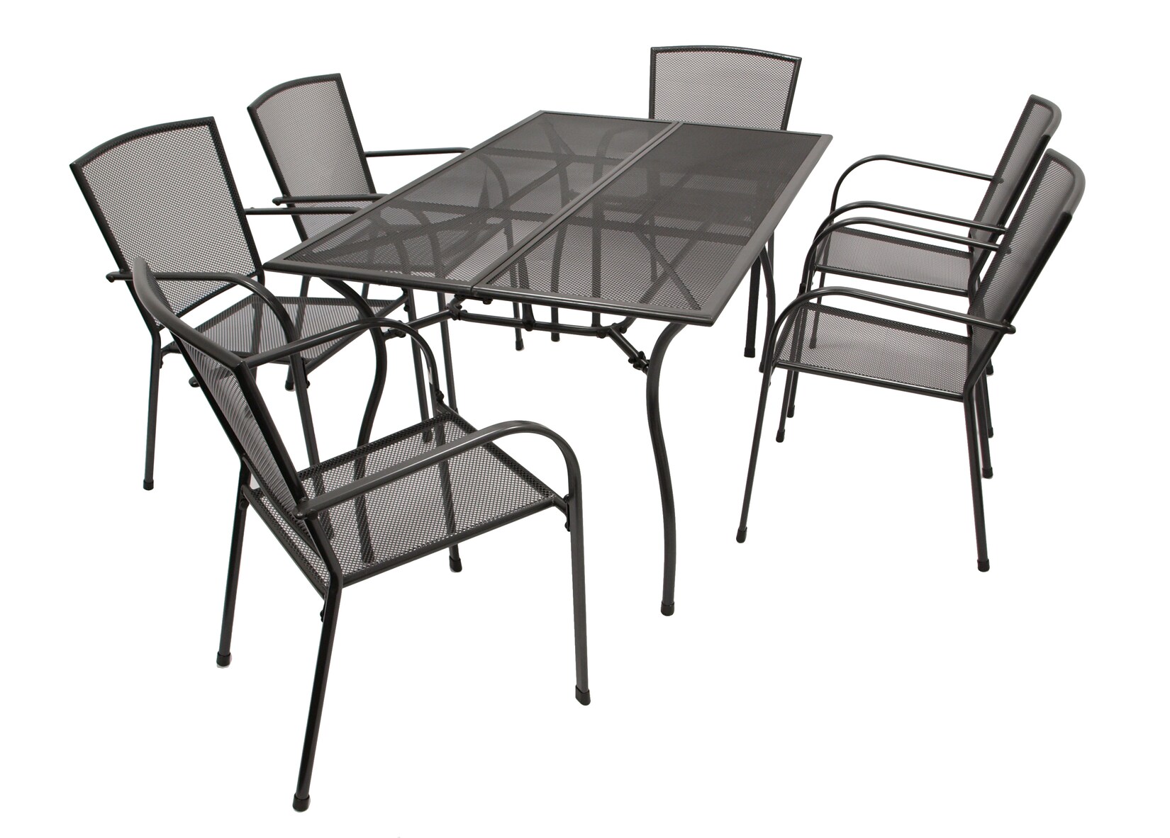 Garnitur CLASSIC 7-teilig, Streckmetall anthrazit (Tisch 90x150cm)