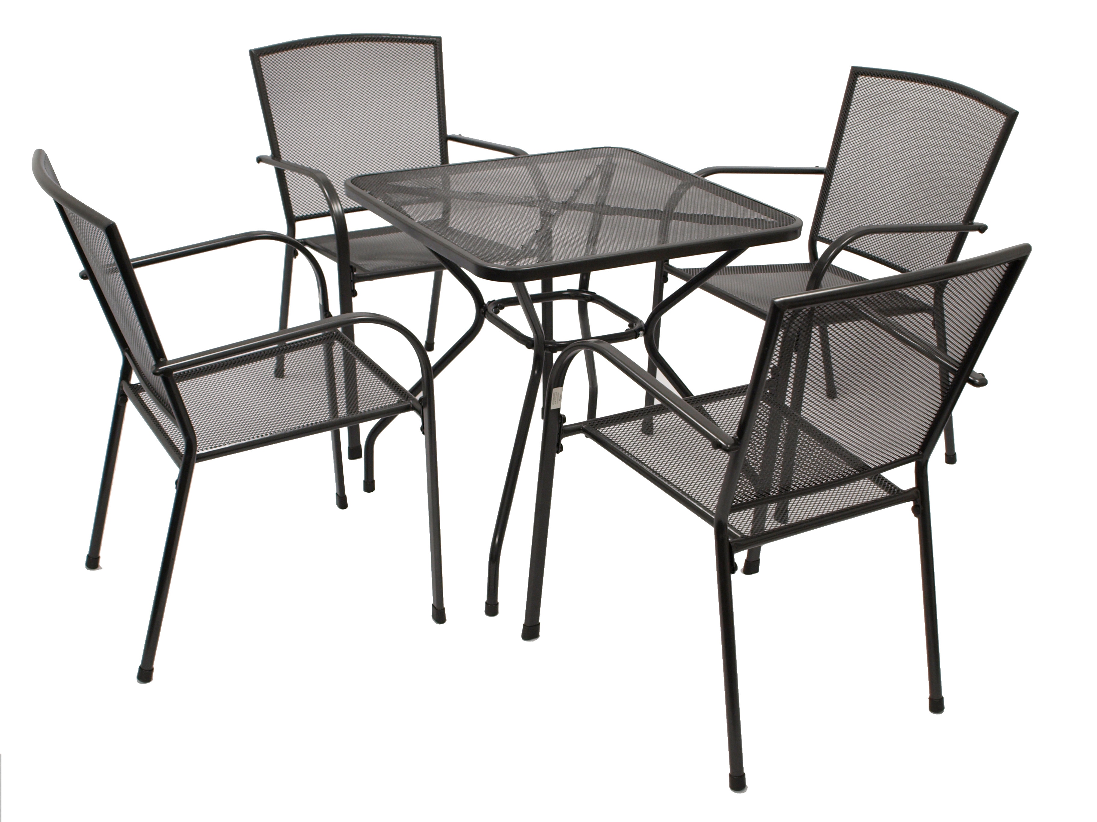 Garnitur CLASSIC 5-teilig, Streckmetall anthrazit (Tisch 70x70cm) - Bild 1