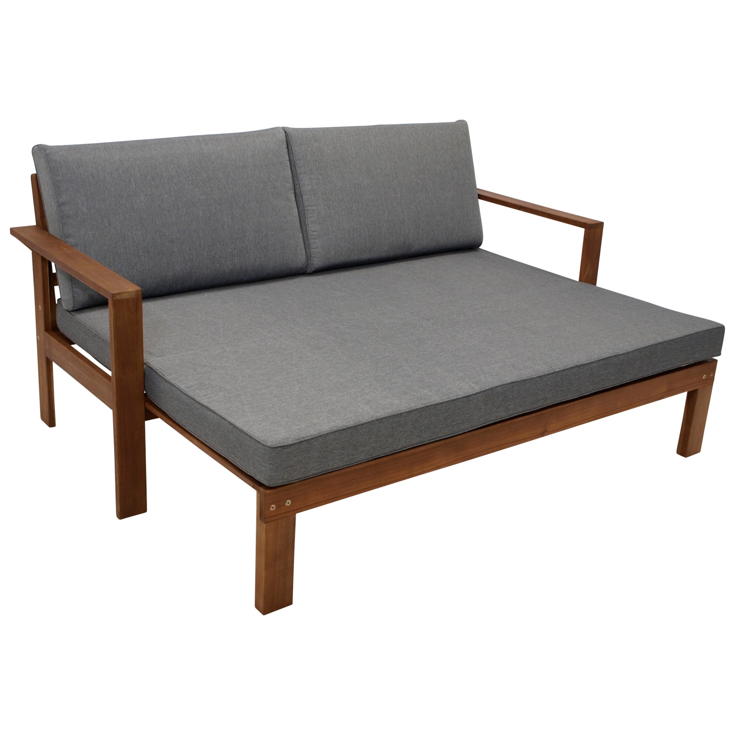 Liegesofa PARANA ausziehbar 180x136cm, Akazie ge&ouml;lt, mit Auflagen grau - Bild 1