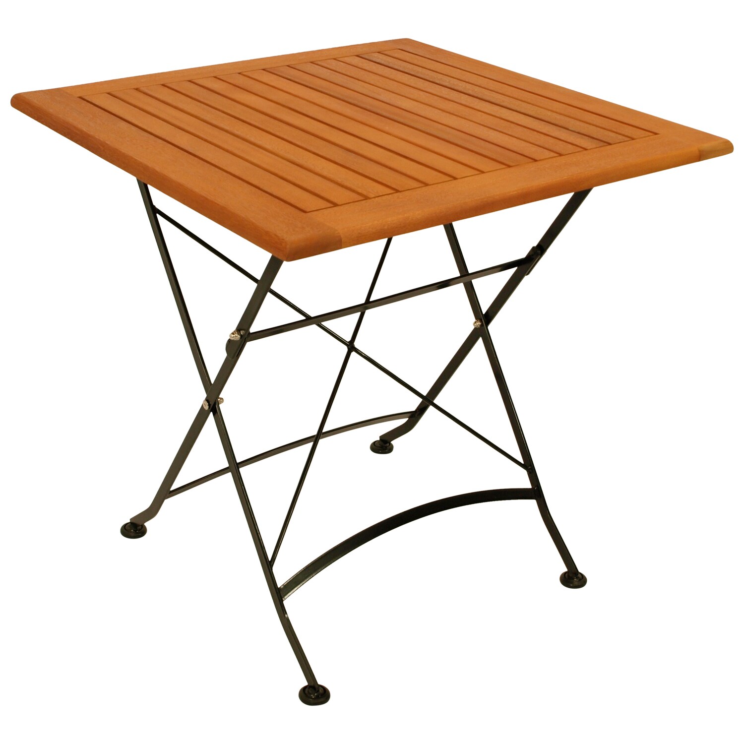 Klapptisch Hofgarten 75x75cm, Flachstahl schwarz + Eukaylptus