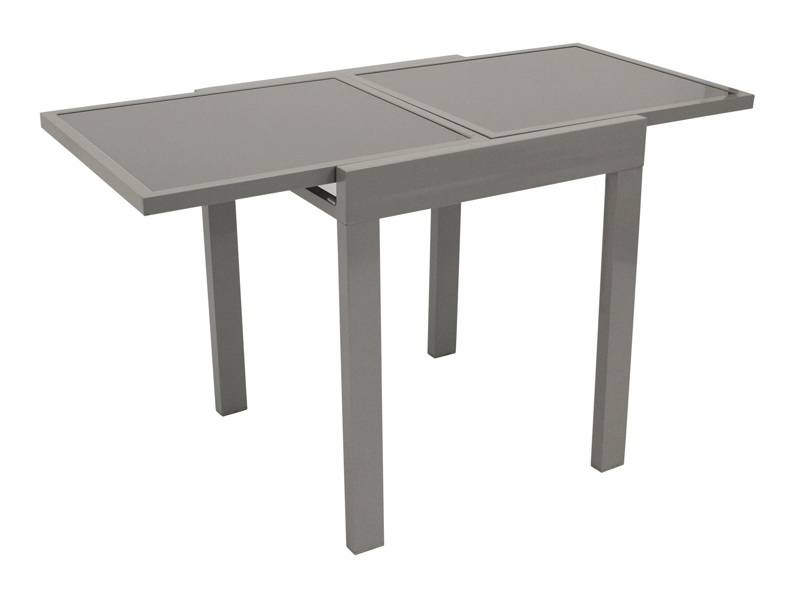 Balkon-Ausziehtisch AMALFI 65/130x65cm, Aluminium silbergrau + Glas grau - Bild 1