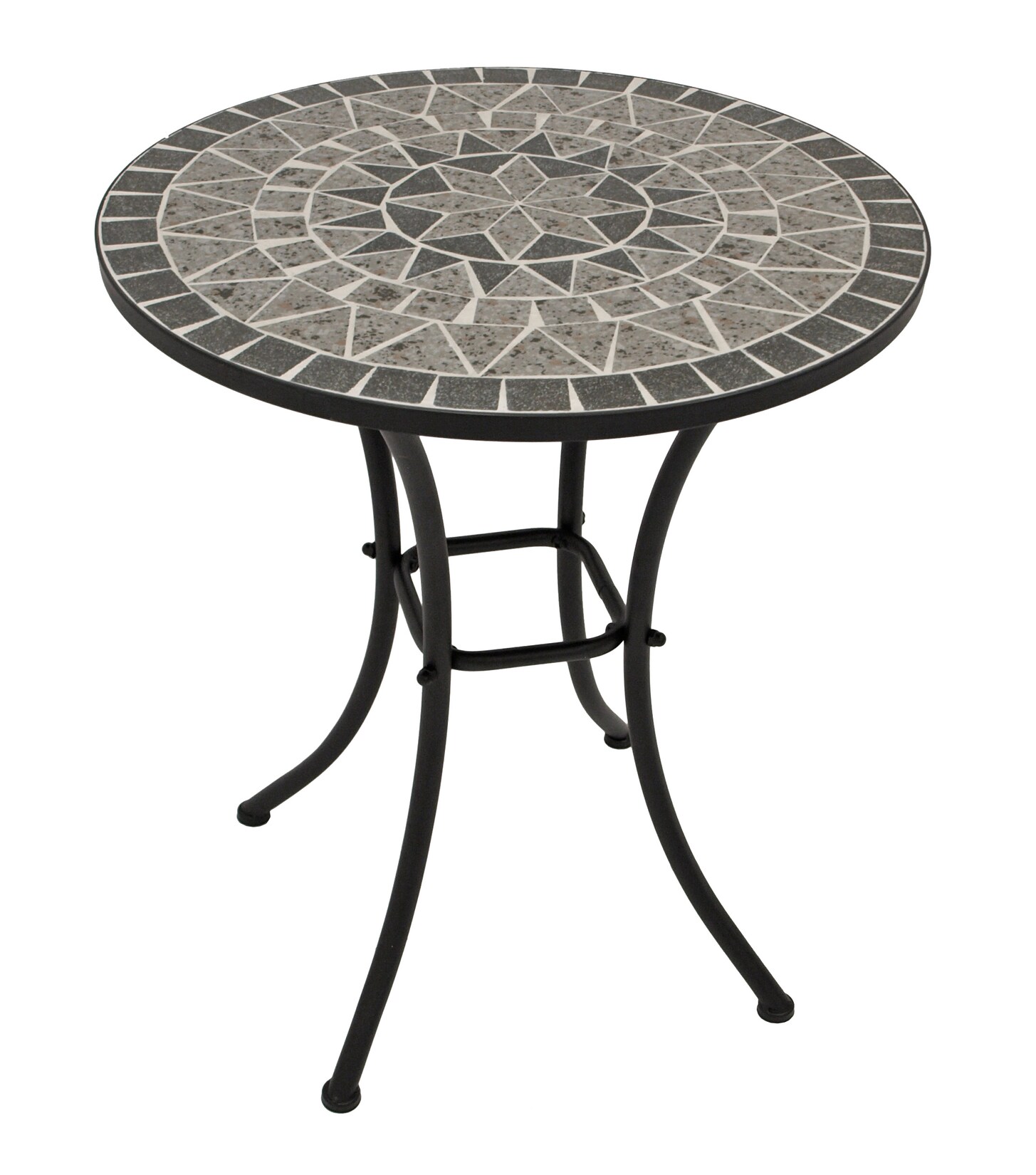 Bistrotisch SIENA 60cm rund, Eisen schwarz und Mosaik grau