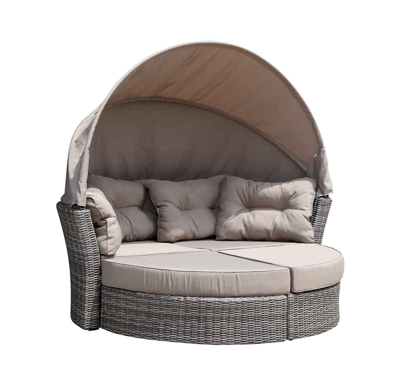 Relaxinsel MARBELLA, Alu + Polyrattan grau bicolor, Polster taupe - Bild 1
