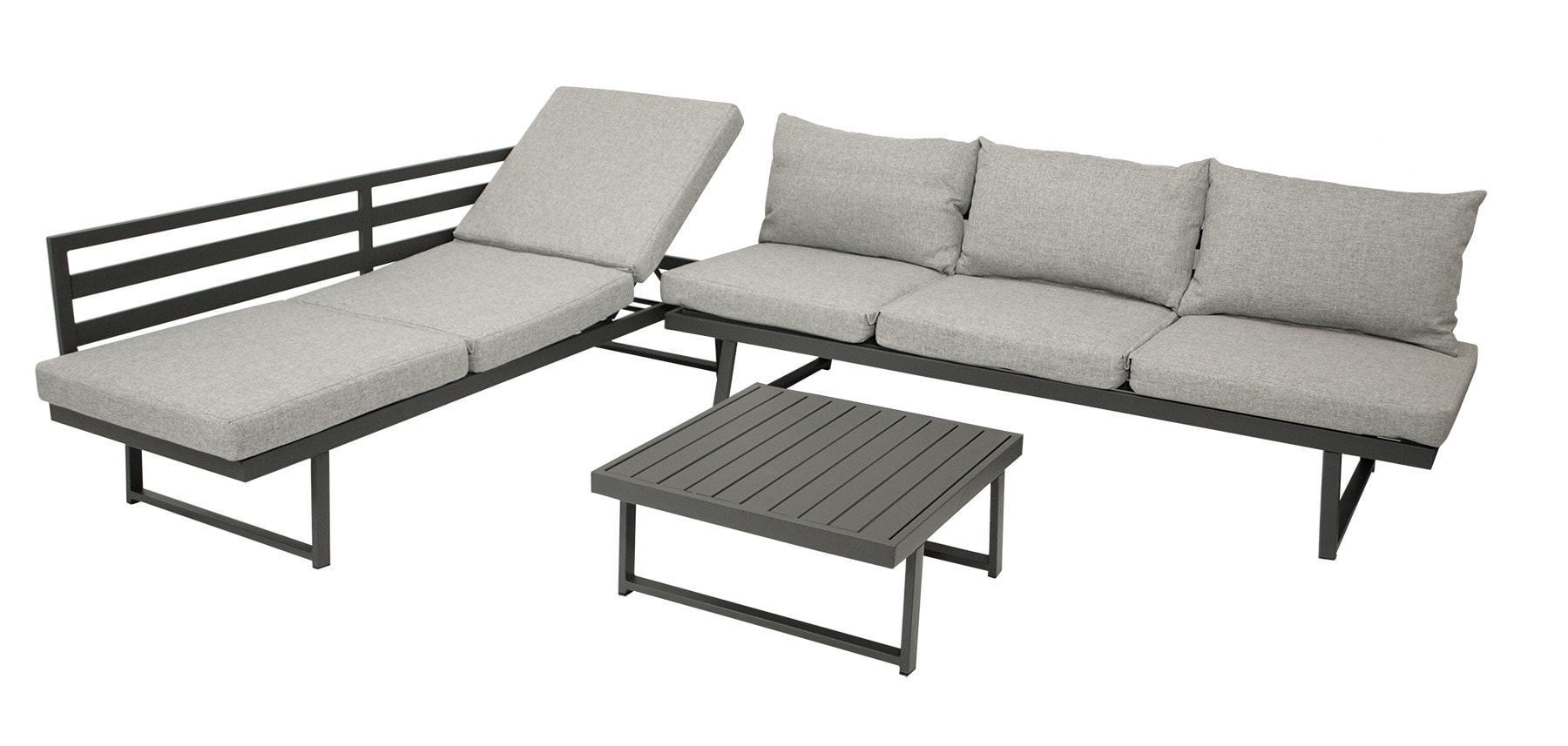 Funktions Lounge Set BOGOTA, Aluminium matt-grau, Polster hellgrau - Bild 1