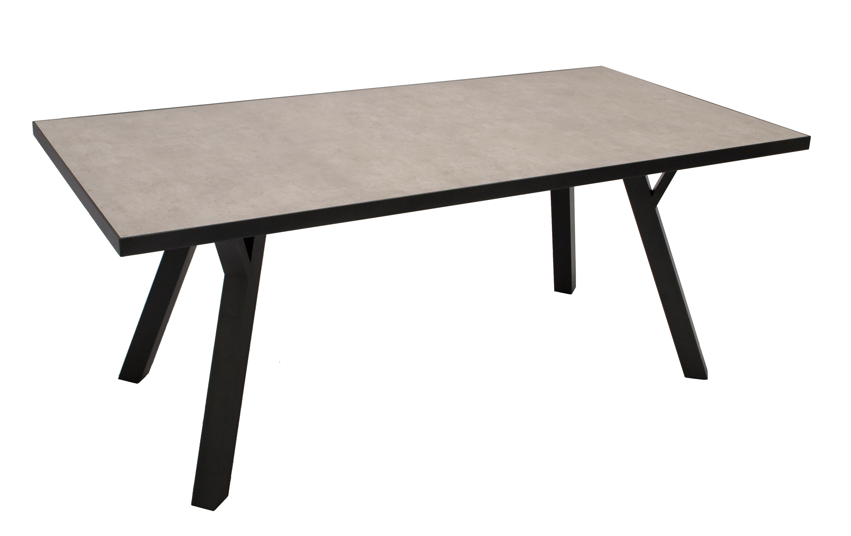 Tisch MANCIANO 180x90cm, Aluminium dunkelgrau + Glas in Keramikoptik hellgrau - Bild 1