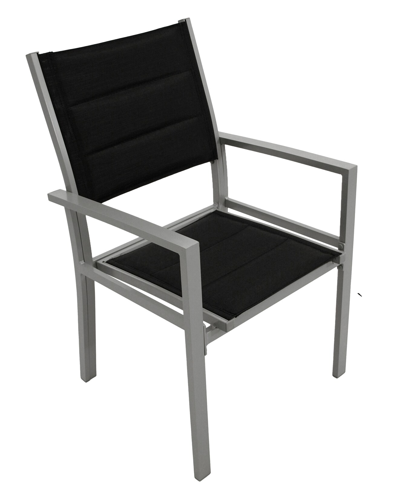 Sessel MADEIRA, Aluminium silbergrau + Textilgewebe gepolstert schwarz, 2 Stück