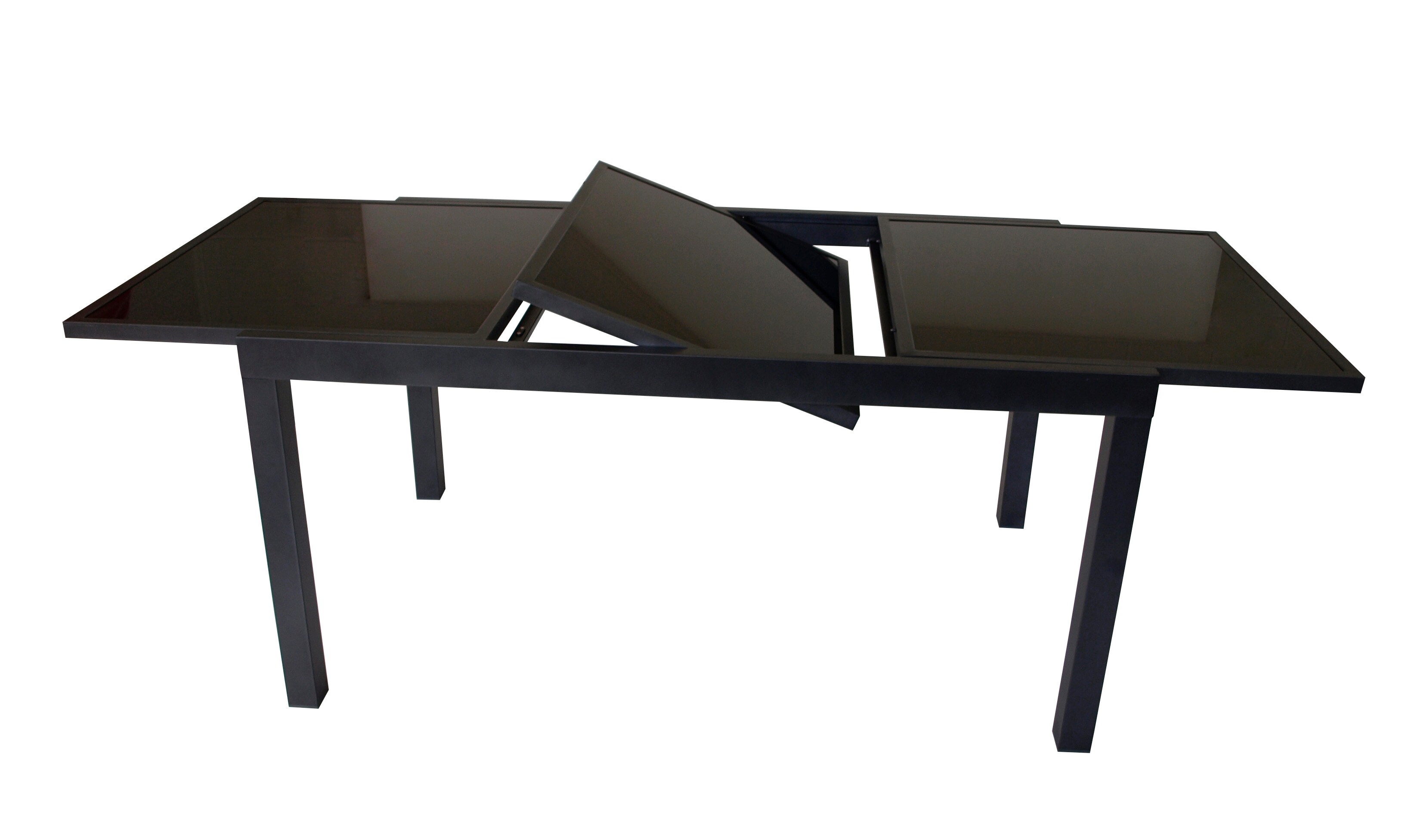 Ausziehtisch TORINO 180/240x100cm, Aluminium anthrazit + Glas schwarz - Bild 1