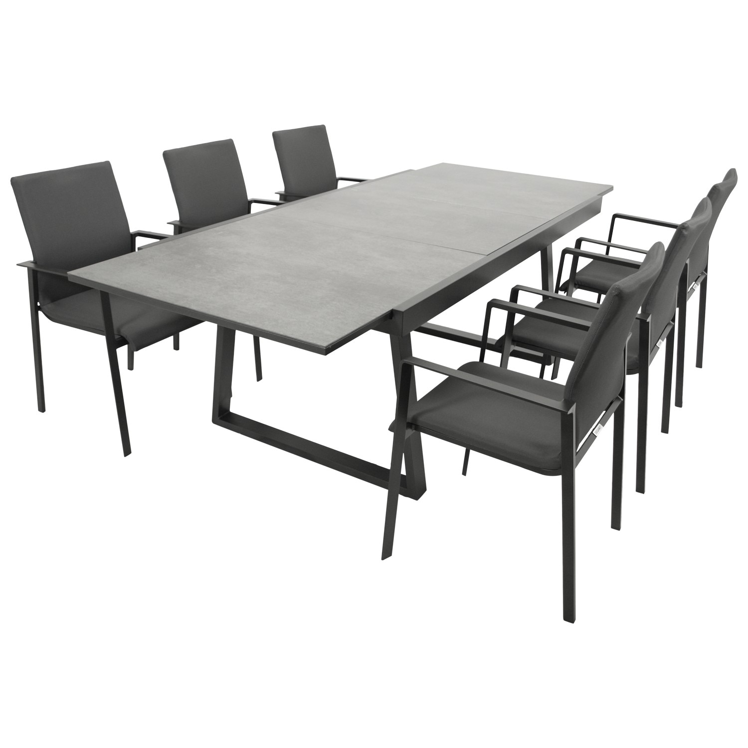 Garnitur REIMS 7-teilig, Alu + Glas + Kunstgewebe dunkelgrau - Bild 1