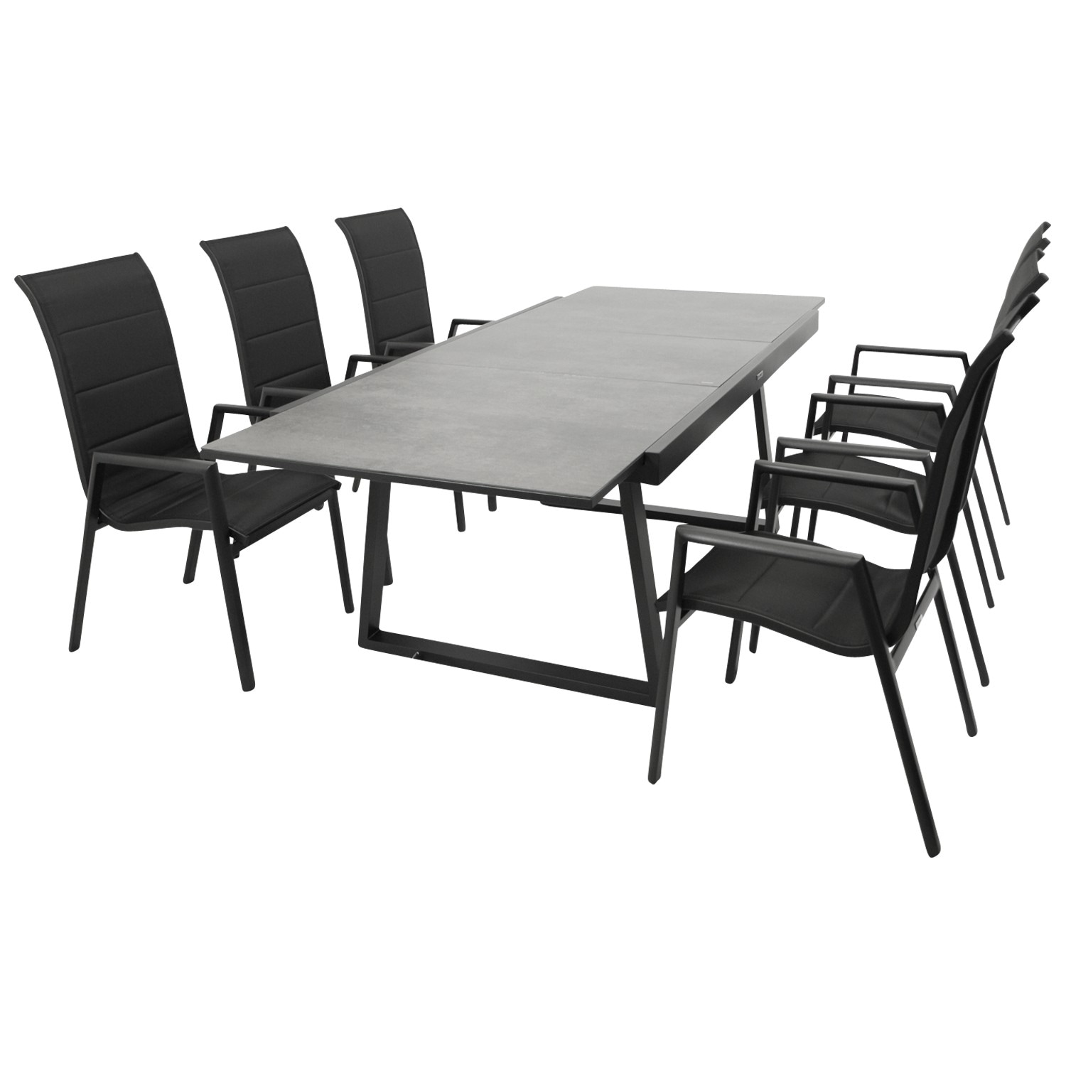 Garnitur REIMS 7-teilig, Alu + Glas + Kunstgewebe schwarz - Bild 1