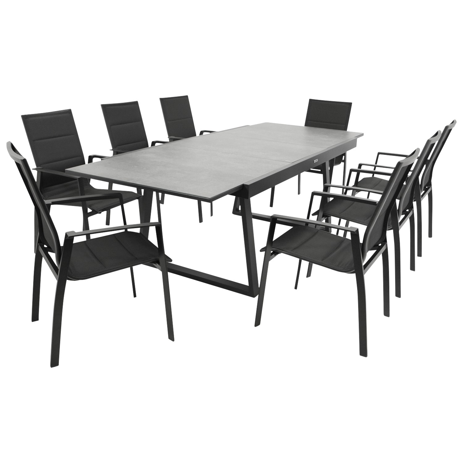 Garnitur REIMS 9-teilig, Alu + Glas + Kunstgewebe schwarz - Bild 1