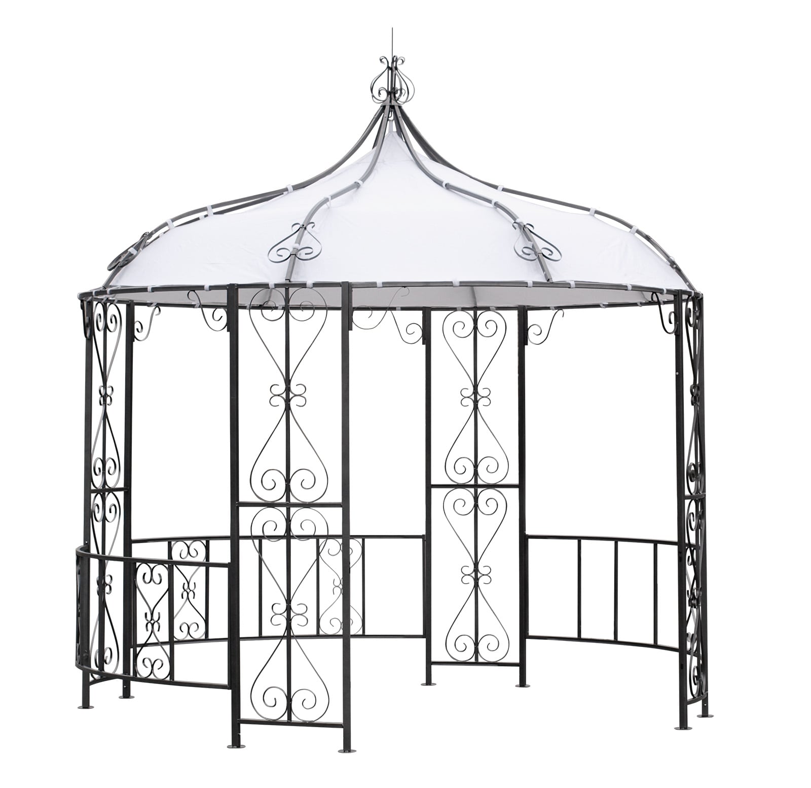 Pavillon BURMA 300cm rund,  Stahl grau, Plane PVC-beschichtet weiss - Bild 1