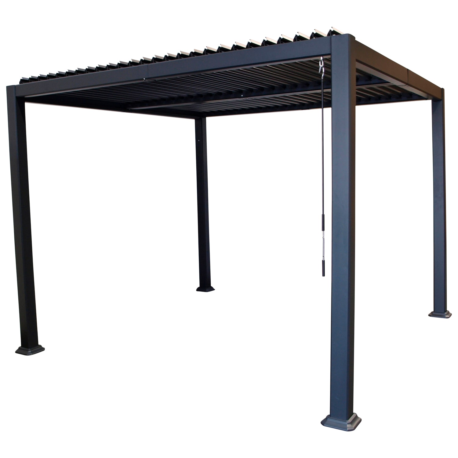 Pavillon BARACOA  3x3 Meter, Aluminium dunkelgrau, Dach aus verstellbaren Alu Lamellen - Bild 1