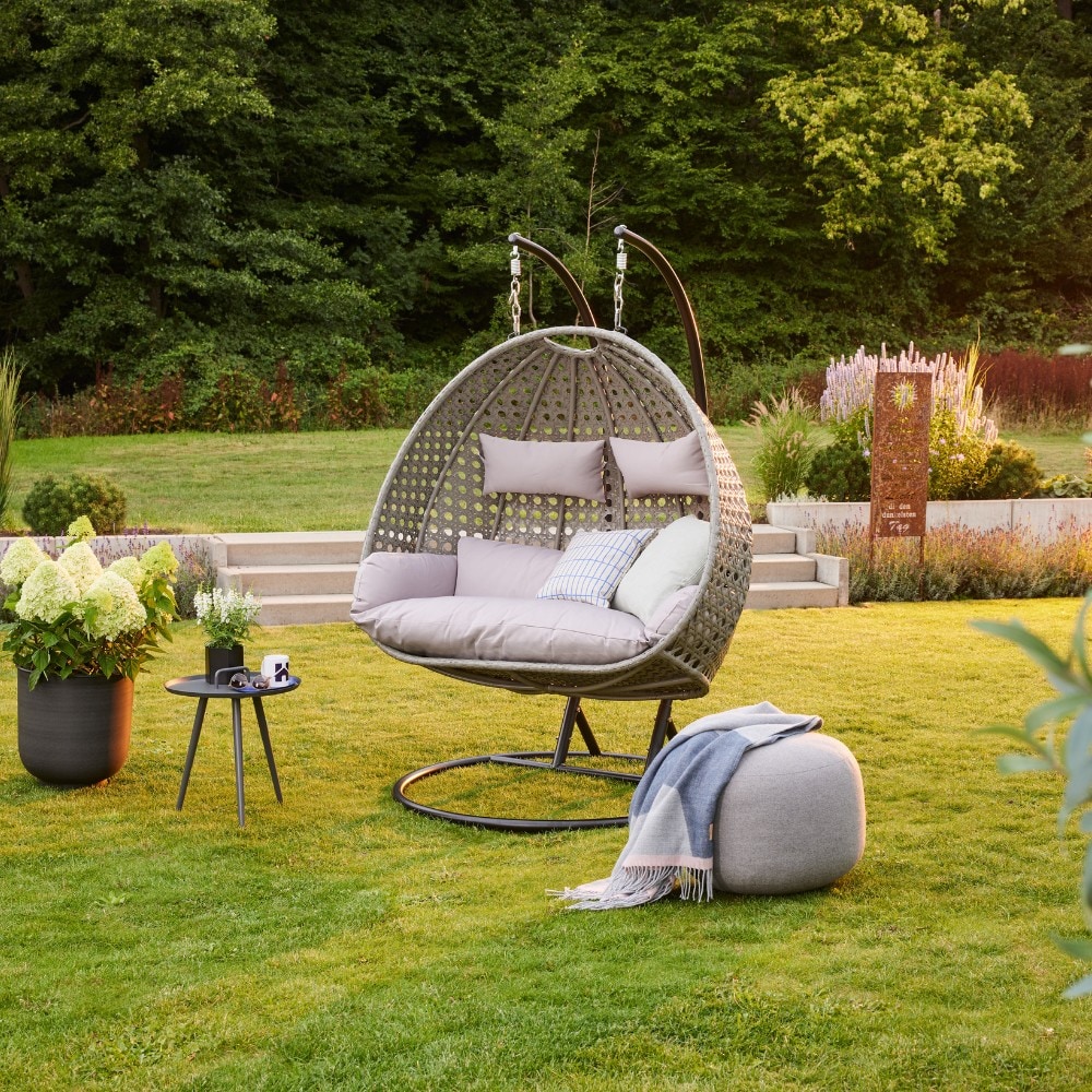 Home Deluxe Polyrattan H&auml;ngesessel &laquo;Twin&raquo; | versch. Farben - Bild 1