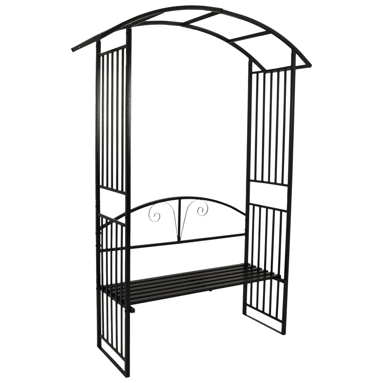 Rosenbogen AVIGNON 220x155cm mit Sitzbank, Metall schwarz - Bild 1