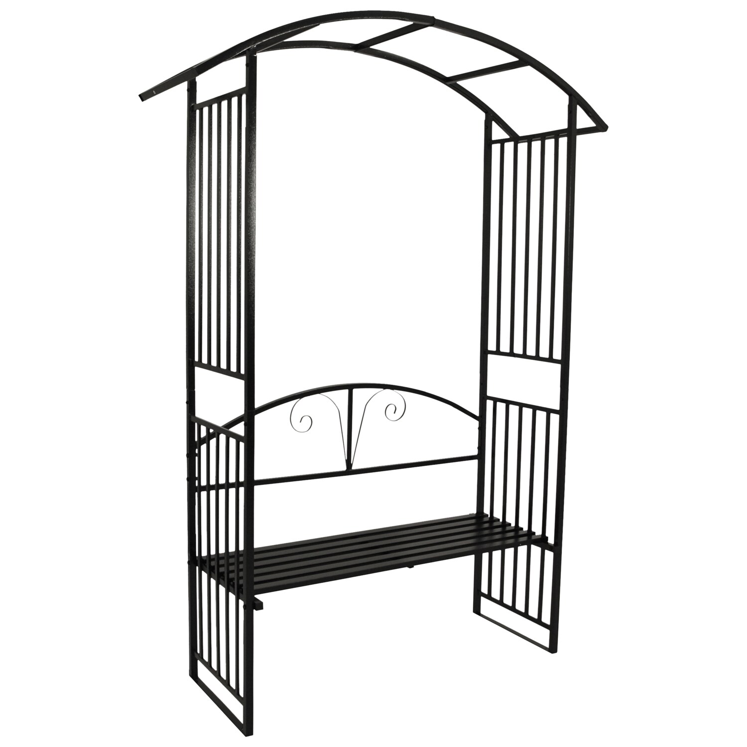 Rosenbogen AVIGNON 220x155cm mit Sitzbank, Metall schwarz