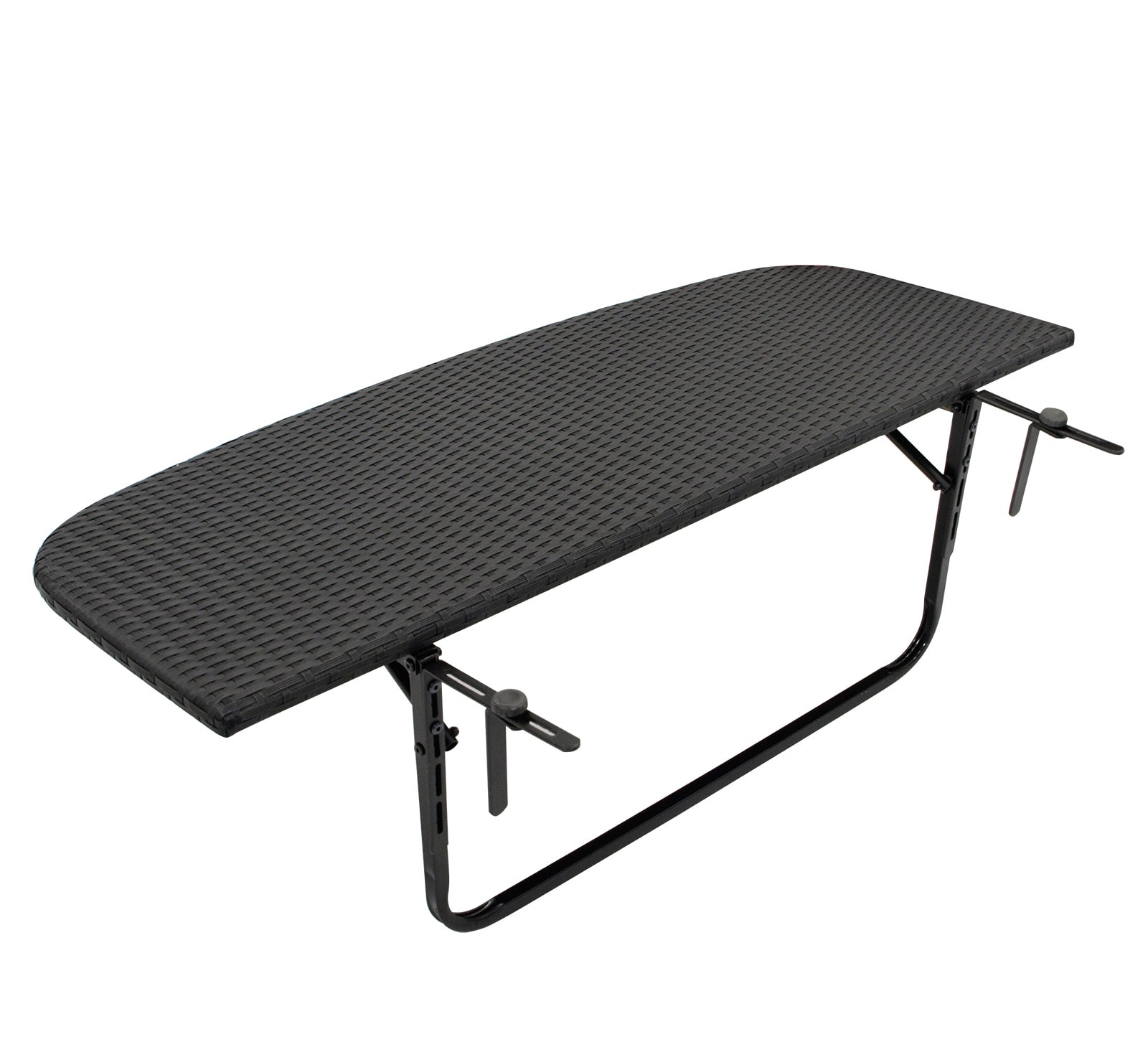 Balkonh&auml;ngetisch 120x40cm, Metall + Polyrattan schwarz - Bild 1