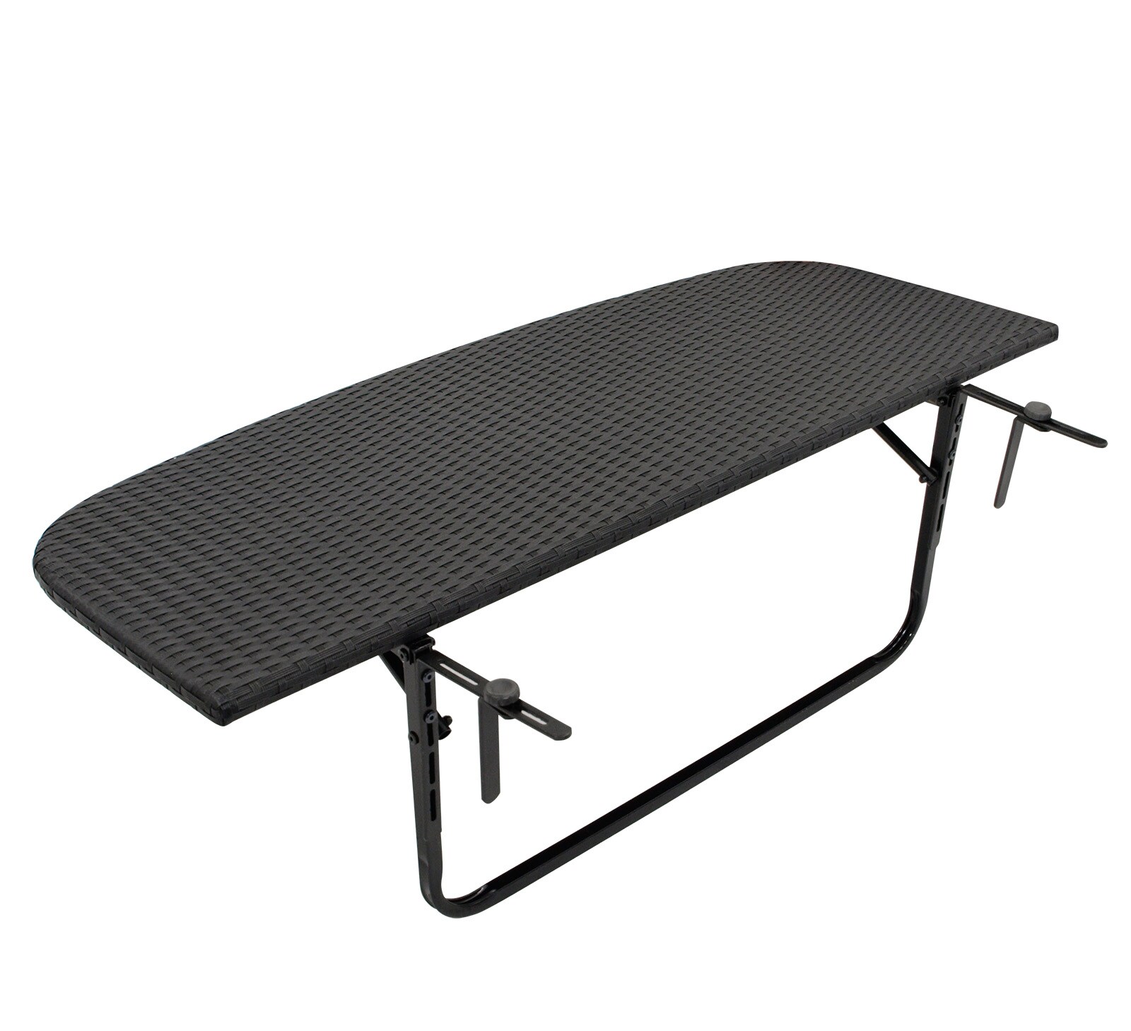 Balkonhängetisch 120x40cm, Metall + Polyrattan schwarz
