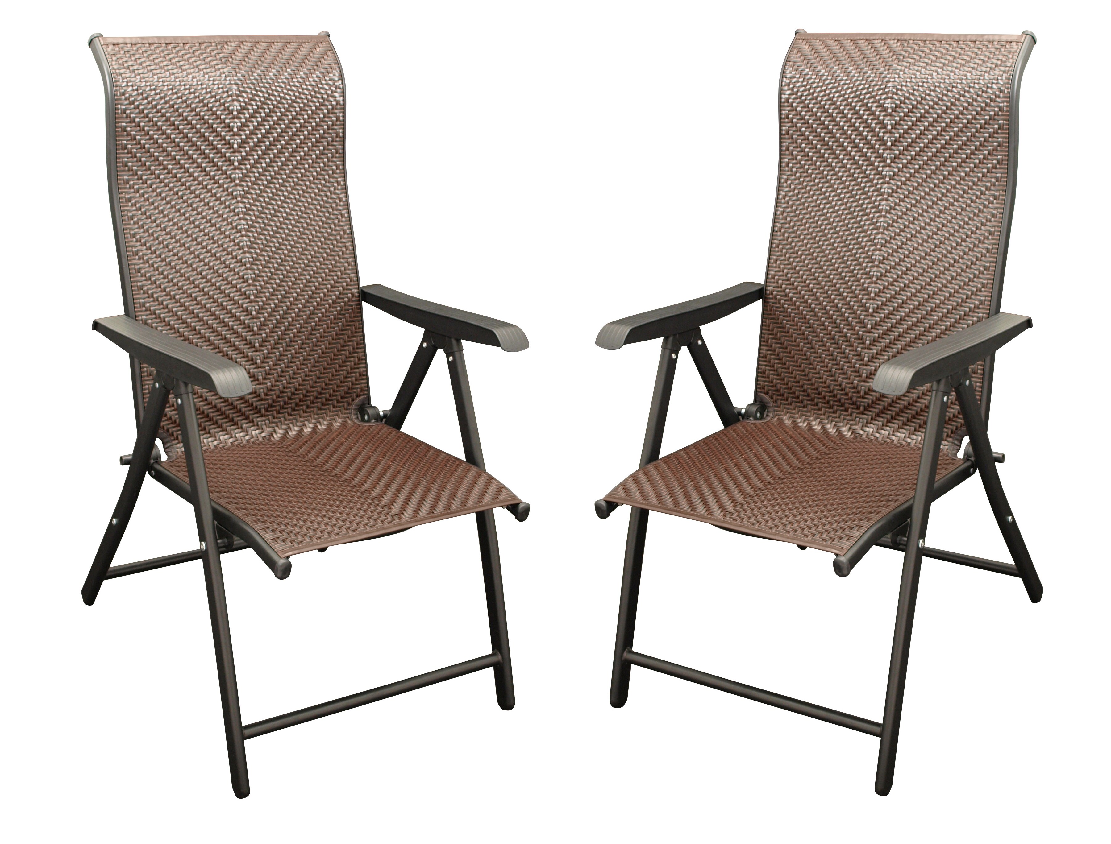 Klappsessel ANTIBES Hochlehner, Metall + Polyrattan braun, klappbar, 2 St&uuml;ck - Bild 1