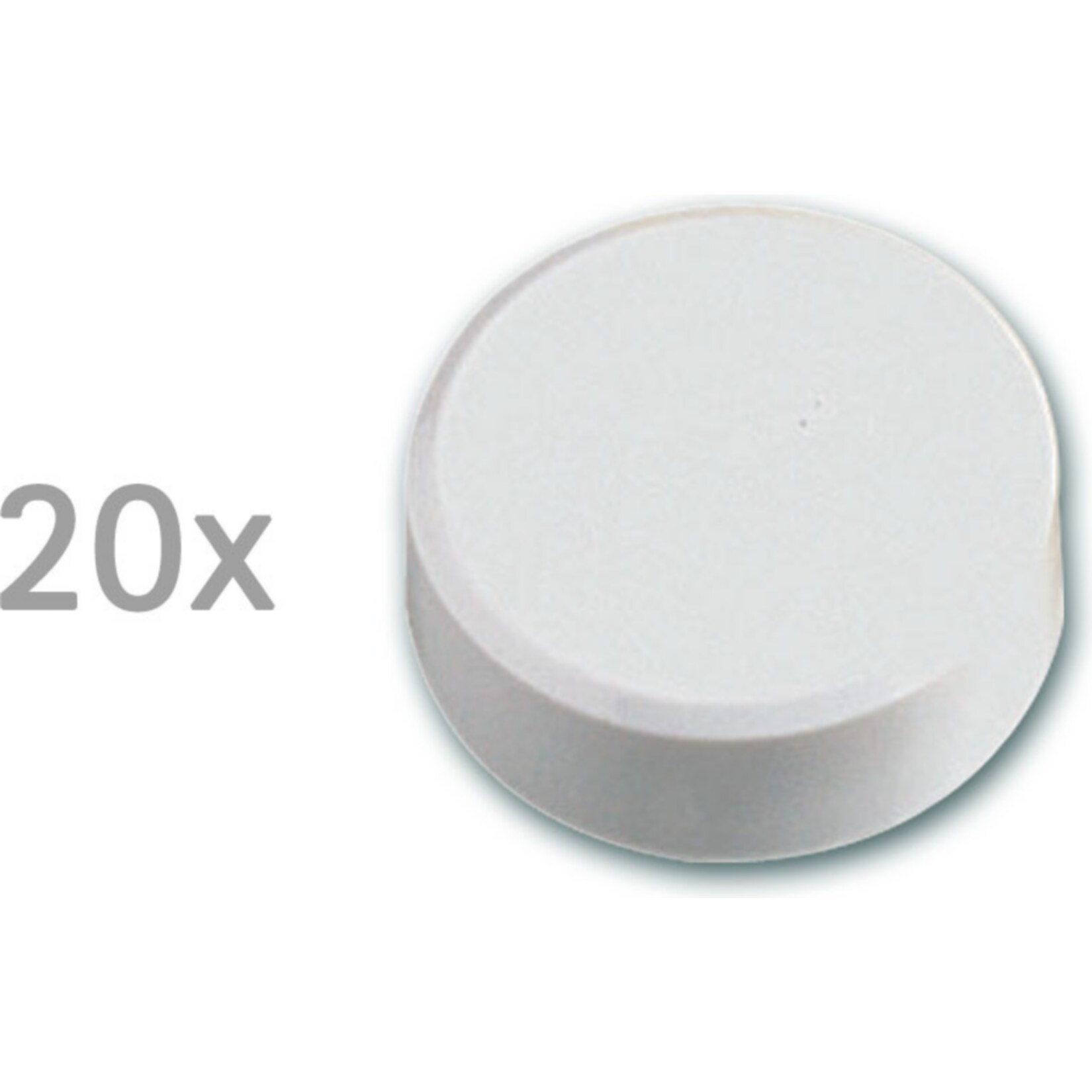MAUL Facetterand-Magnet MAULpro, &Oslash; 30 x 10 mm, 0,6 kg Haftkraft, 20 St./Set - wei&szlig; - Bild 1