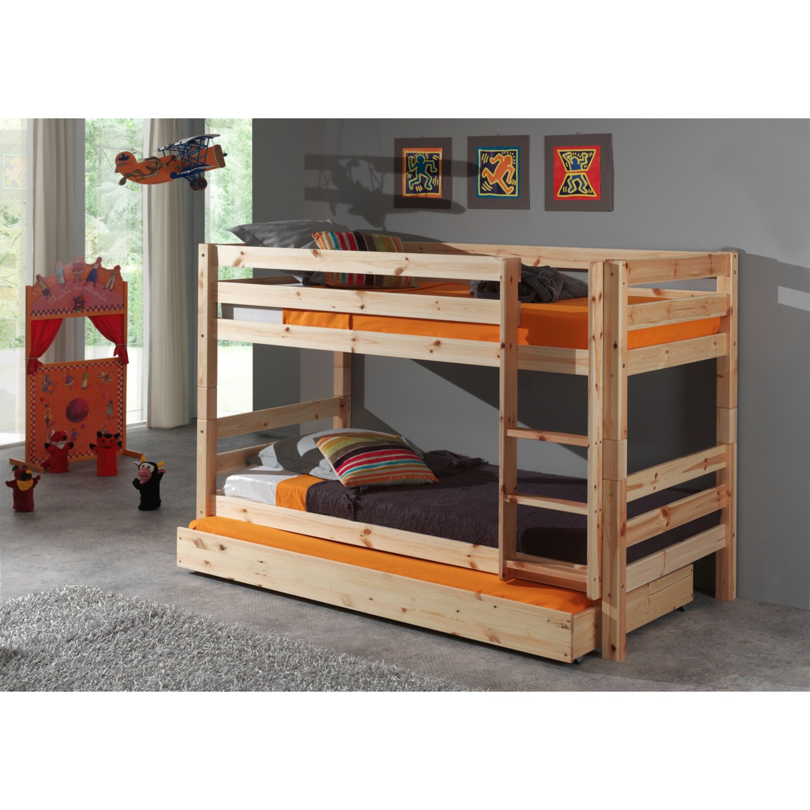 Vipack Furniture Hochbett Pino mit Bettschublade, natur | 05420070212700
