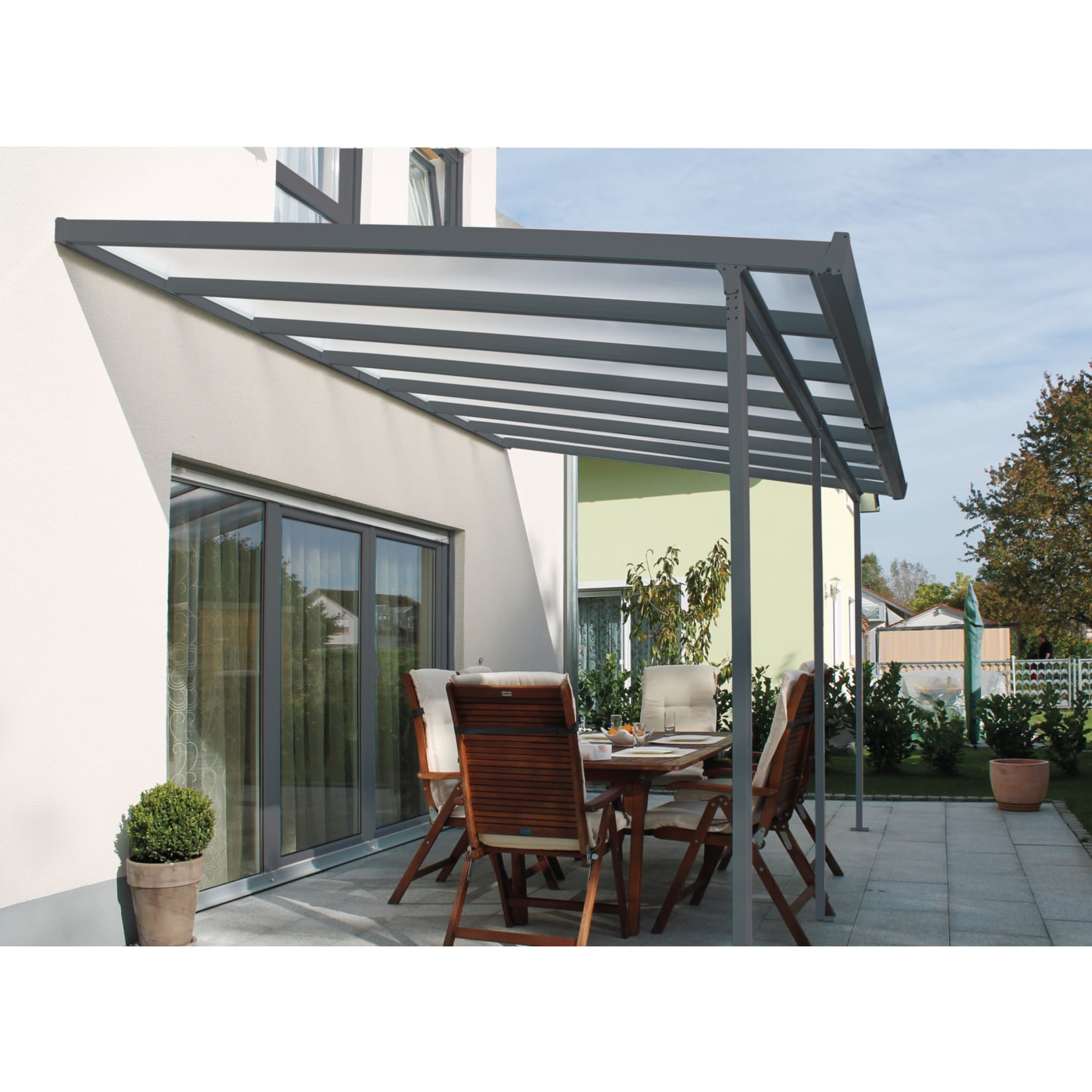 Gutta 4293153 Terrassen&uuml;berdachung anthrazit, 306 x 306 cm - Bild 1