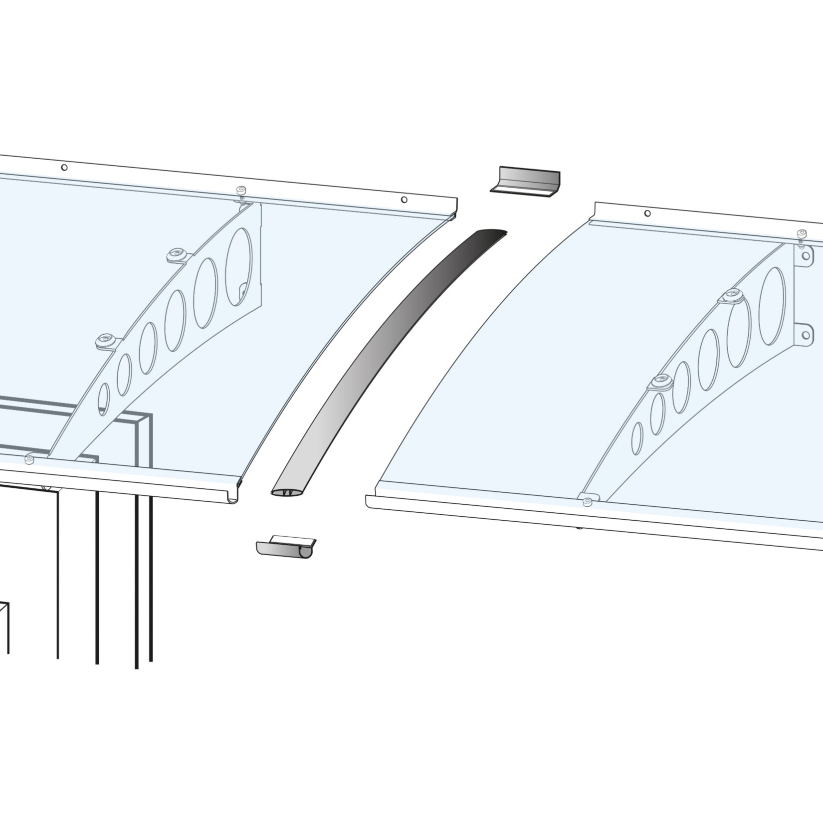 Gutta Verbindungsset für Vordach Edelstahl-Optik | 04003412100753
