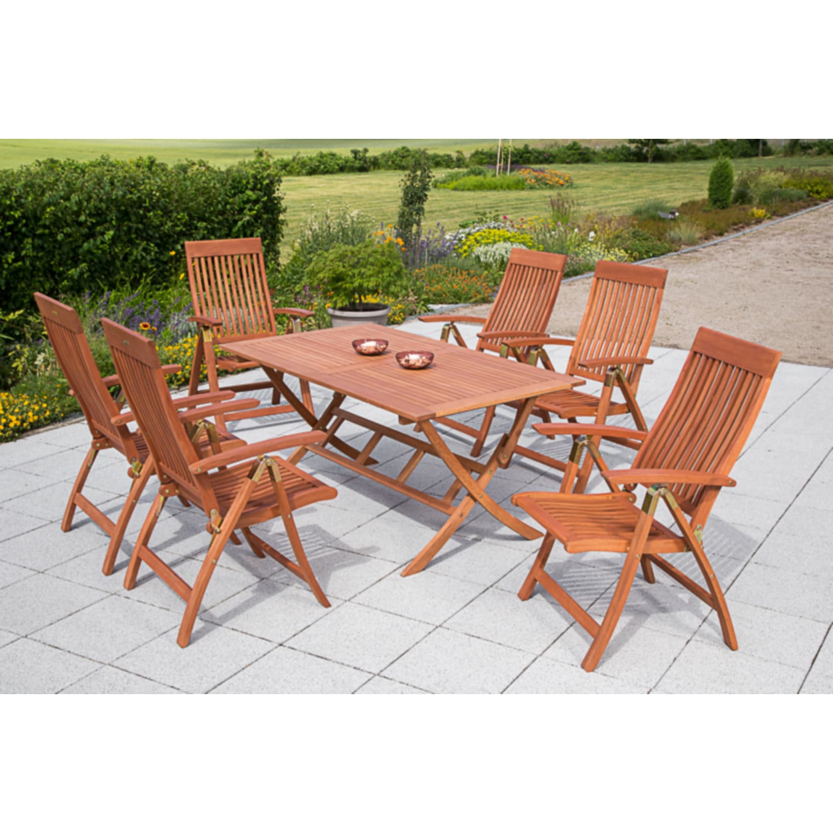 Merxx Tischgruppe Comodoro 7-tlg. mit Scherenklapptisch 160 x 90 cm - Bild 1