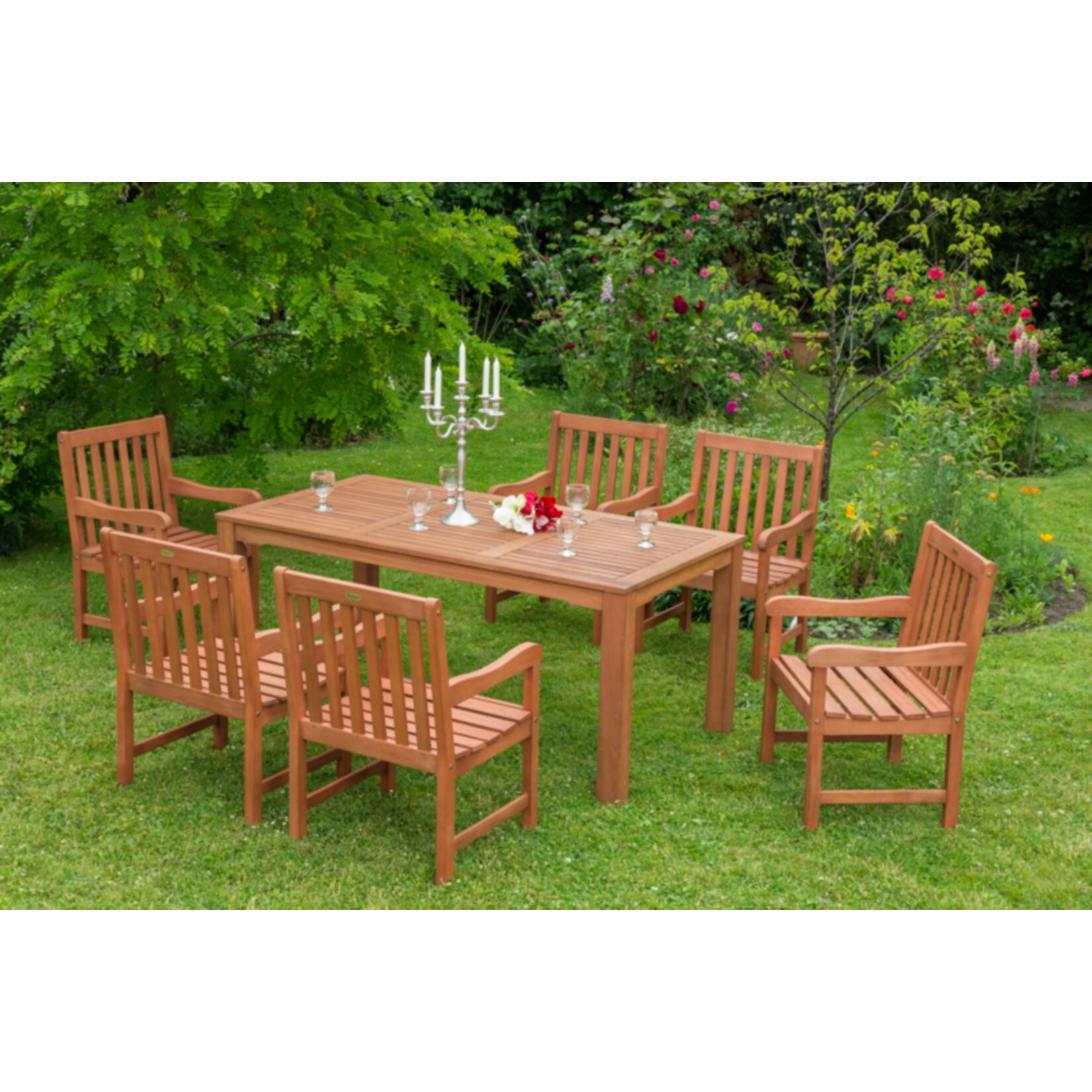 Merxx Tischgruppe Santos 7-tlg., mit 6 Sessel und Tisch 170x90cm