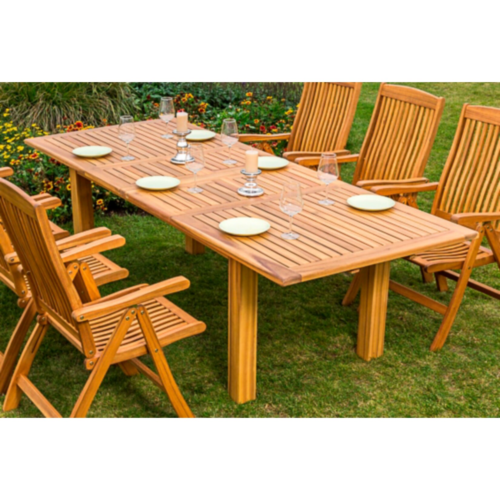 Merxx Massivholz Akazie Doppelausziehtisch 180/220/260 x 100 cm | 04033662239156