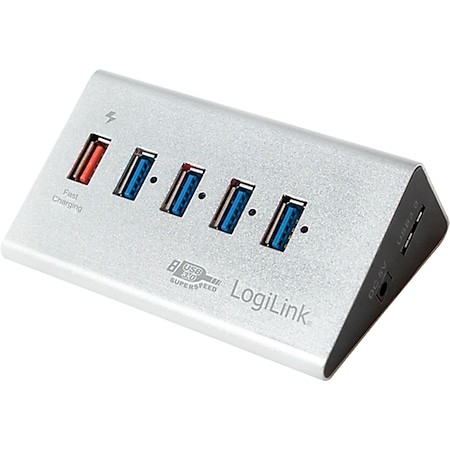 LogiLink UA0227 USB 3.0 Super Speed Hub mit 4 Ports + 1x Schnell-Ladeport - Bild 1